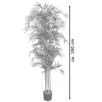 Kunstbambus Bambus Kunstpflanze Kunstbaum Künstliche Pflanze mit Echtholz 180 cm, Decovego