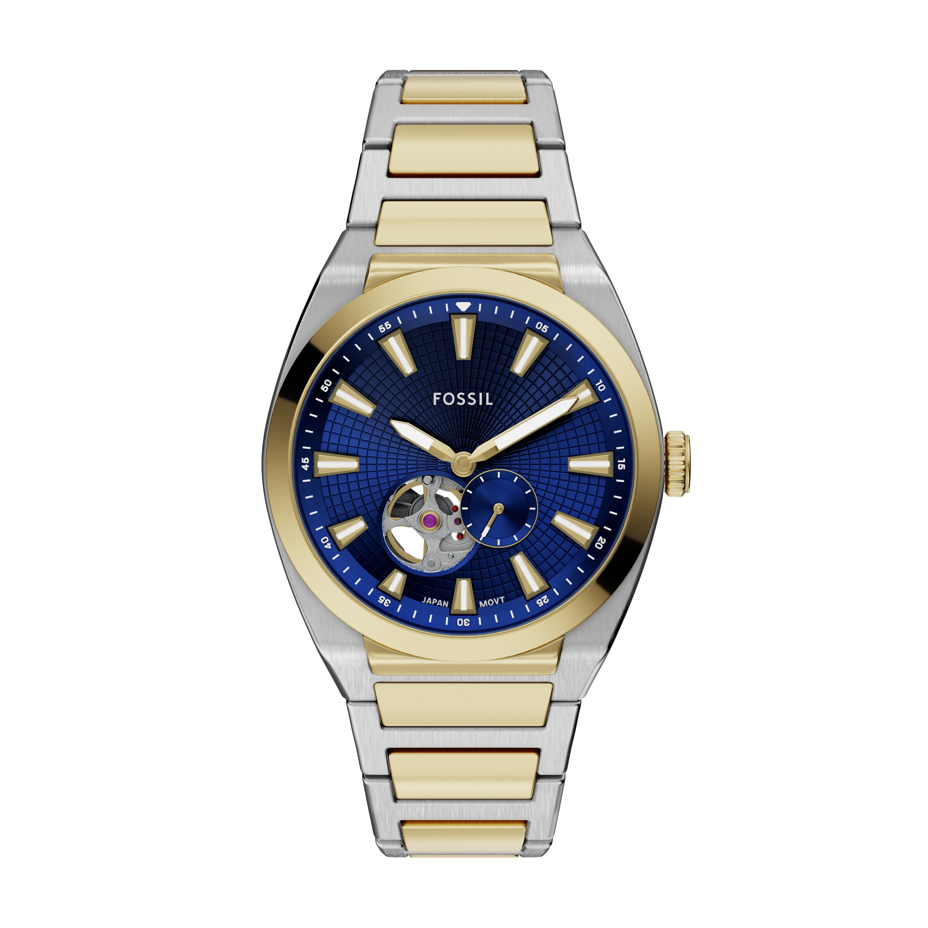 Fossil Automatikuhr EVERETT ME3275, Armbanduhr, Herrenuhr, Mechanische Uhr, Edelstahlarmband, analog