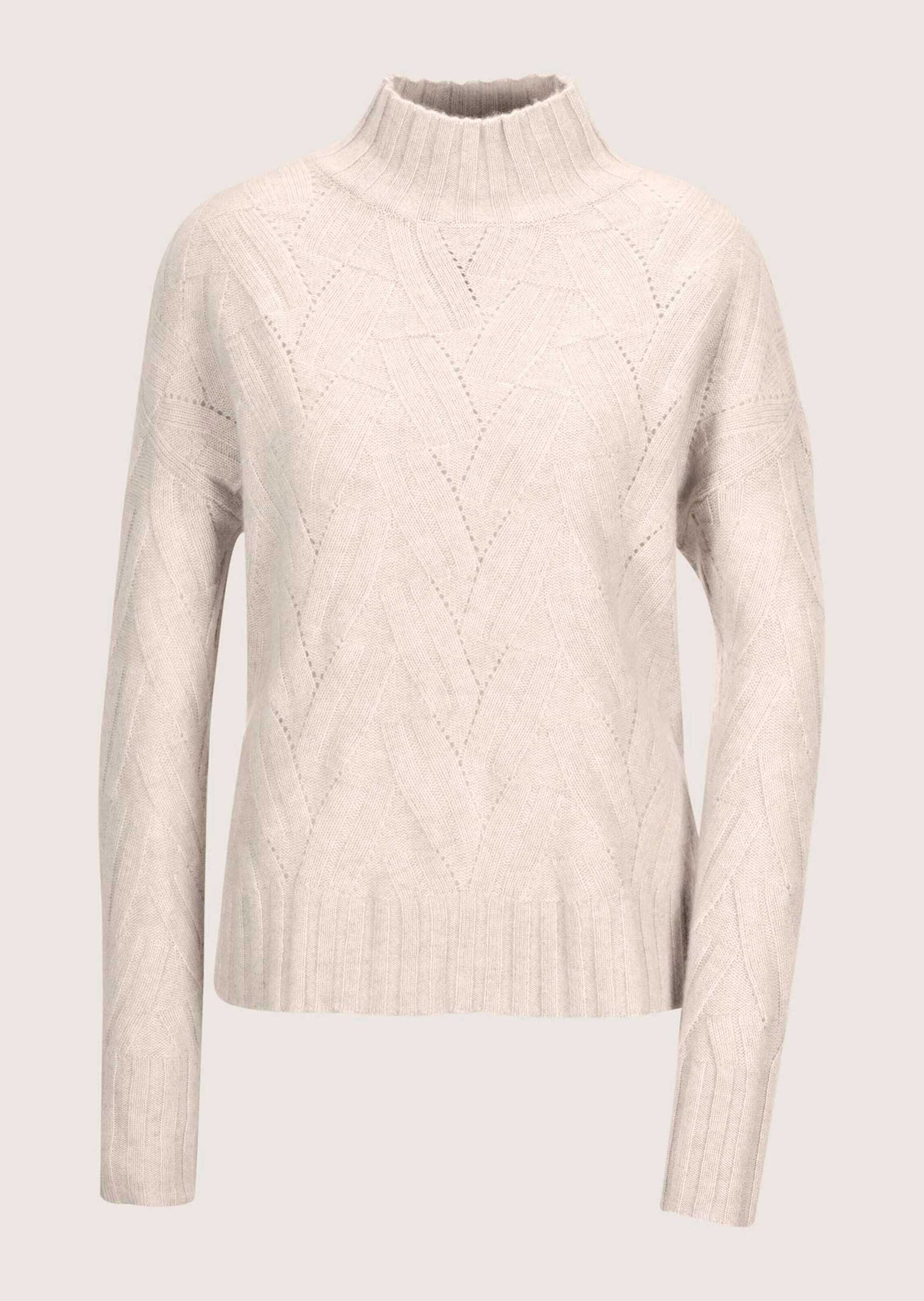 MADELEINE Strickpullover Hochwertiger Wollpullover mit Strukturstrick Fantasievoller Strukturstrickpullover mit Stehkragen und Langarm