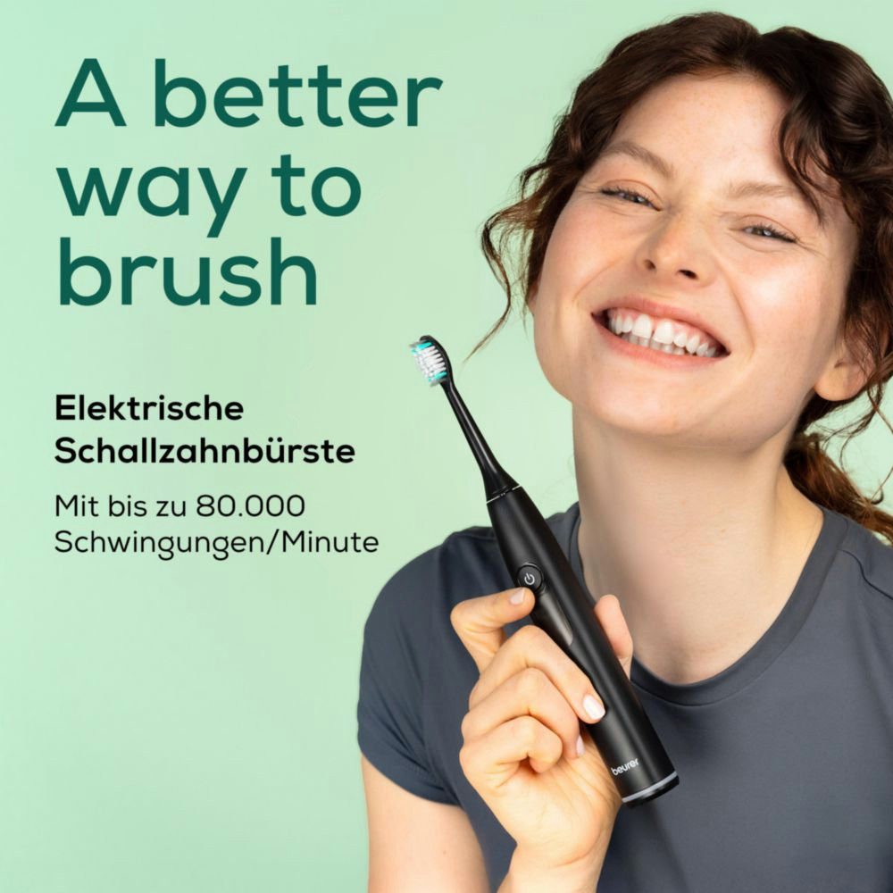 BEURER Elektrische Zahnbürste SC 50, Aufsteckbürsten: 2 St., Mit Andrucksensor, 80.000 Schwingungen/Min und 2-Minuten Timer