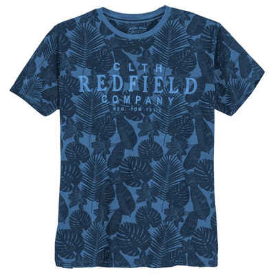 redfield Rundhalsshirt Große Größen T-Shirt blau Alloverprint floral Redfield