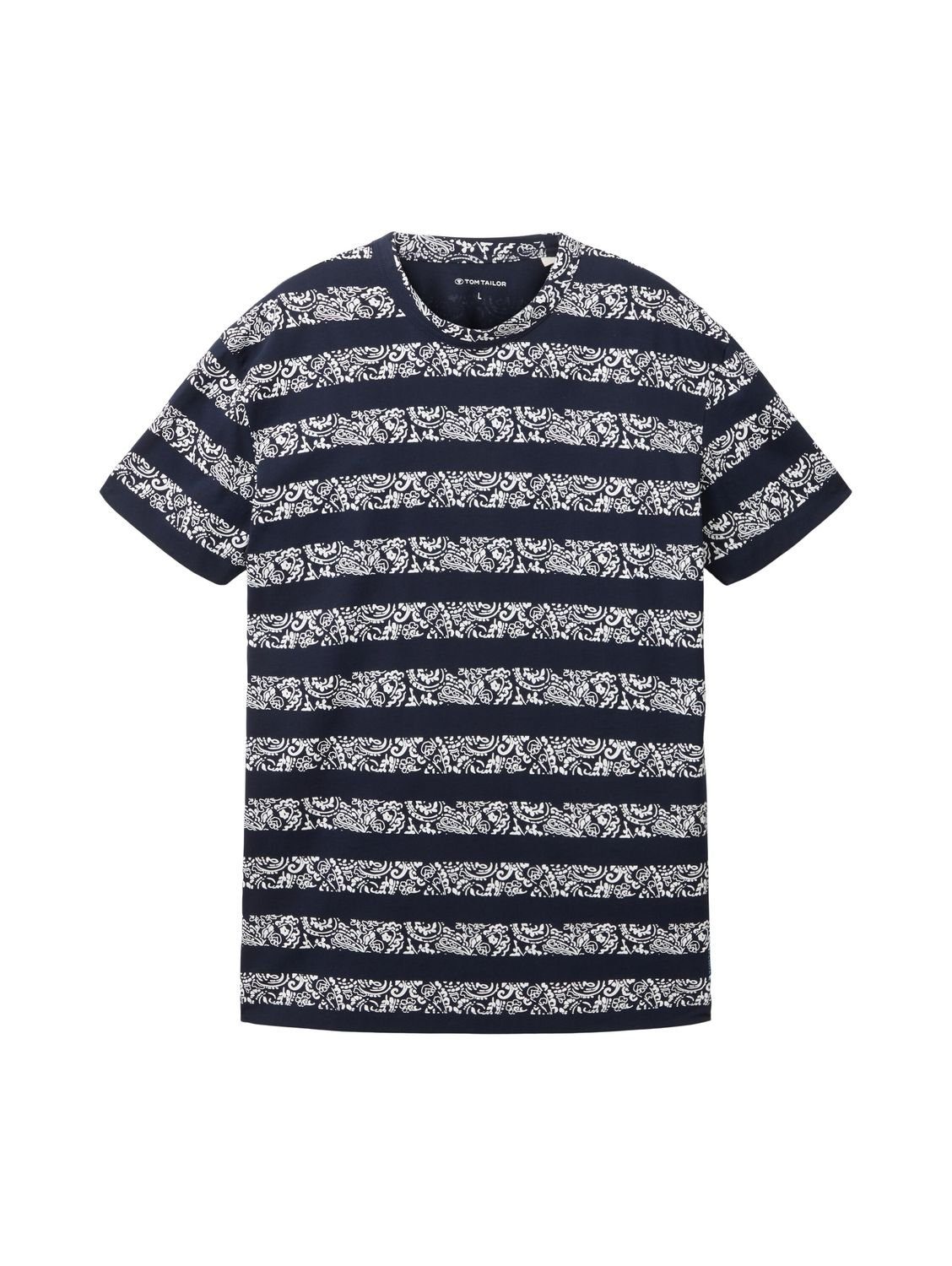 TOM TAILOR T-Shirt STRIPE 32027 Navy White PAISLEY big aus (1-tlg) Baumwolle paisley stripe