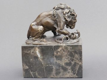 AFG Dekoobjekt Wildlife-Dekoration: Bronze Löwe und Schlange auf Marmor