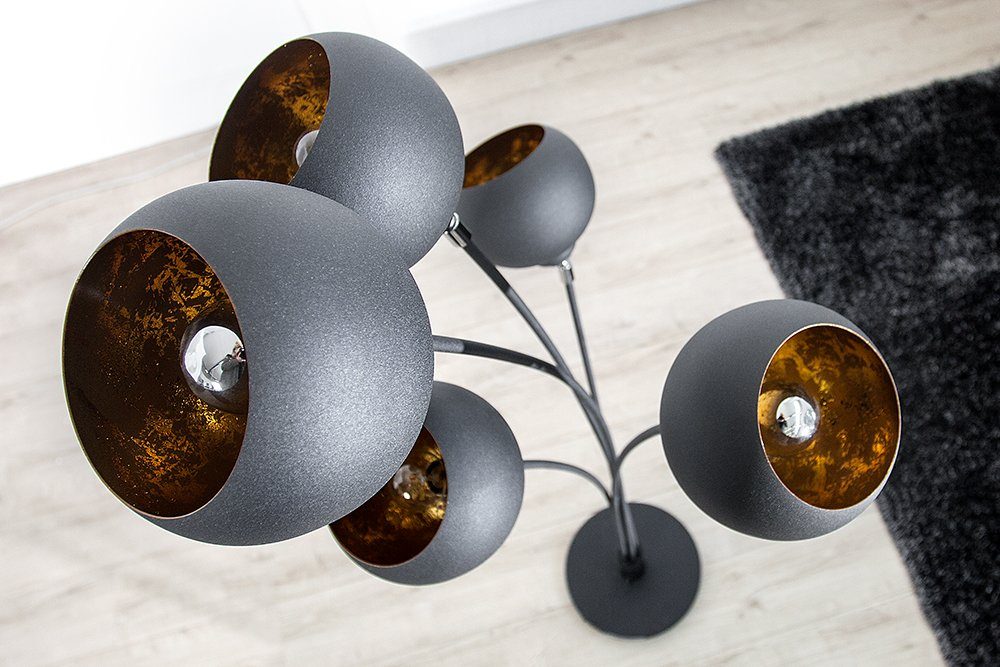 Stehlampe Esszimmer ohne · · / Retro riess-ambiente MAGMA Leuchtmittel, 170cm Wohnzimmer Metall · gold, schwarz