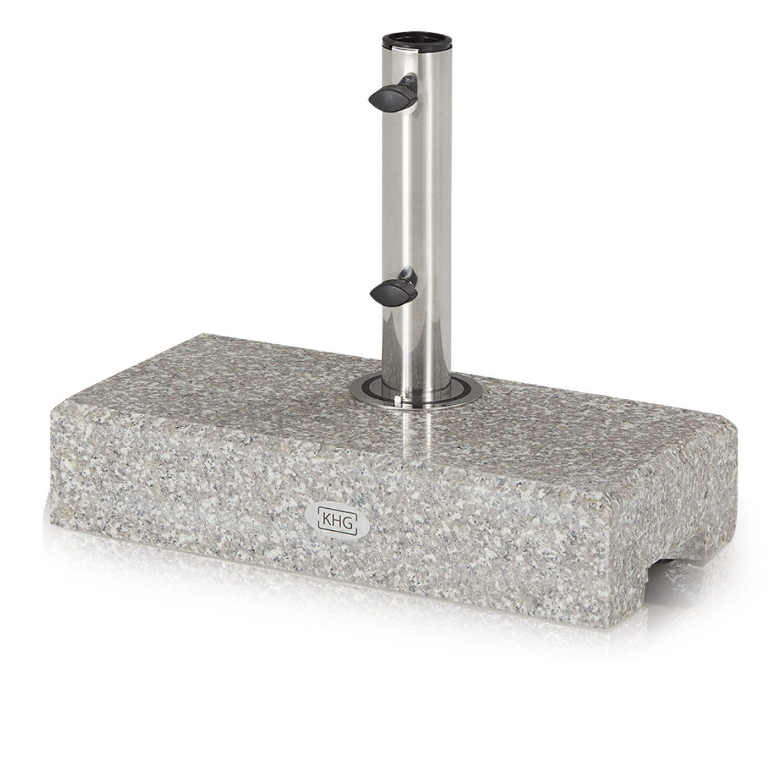 KHG Betonschirmständer Sonnenschirmständer aus Granit grau rechteckig, 4 tlg., mit Einsätzen für alle gängigen Schirmgrößen 26 - 33 - 38 mm
