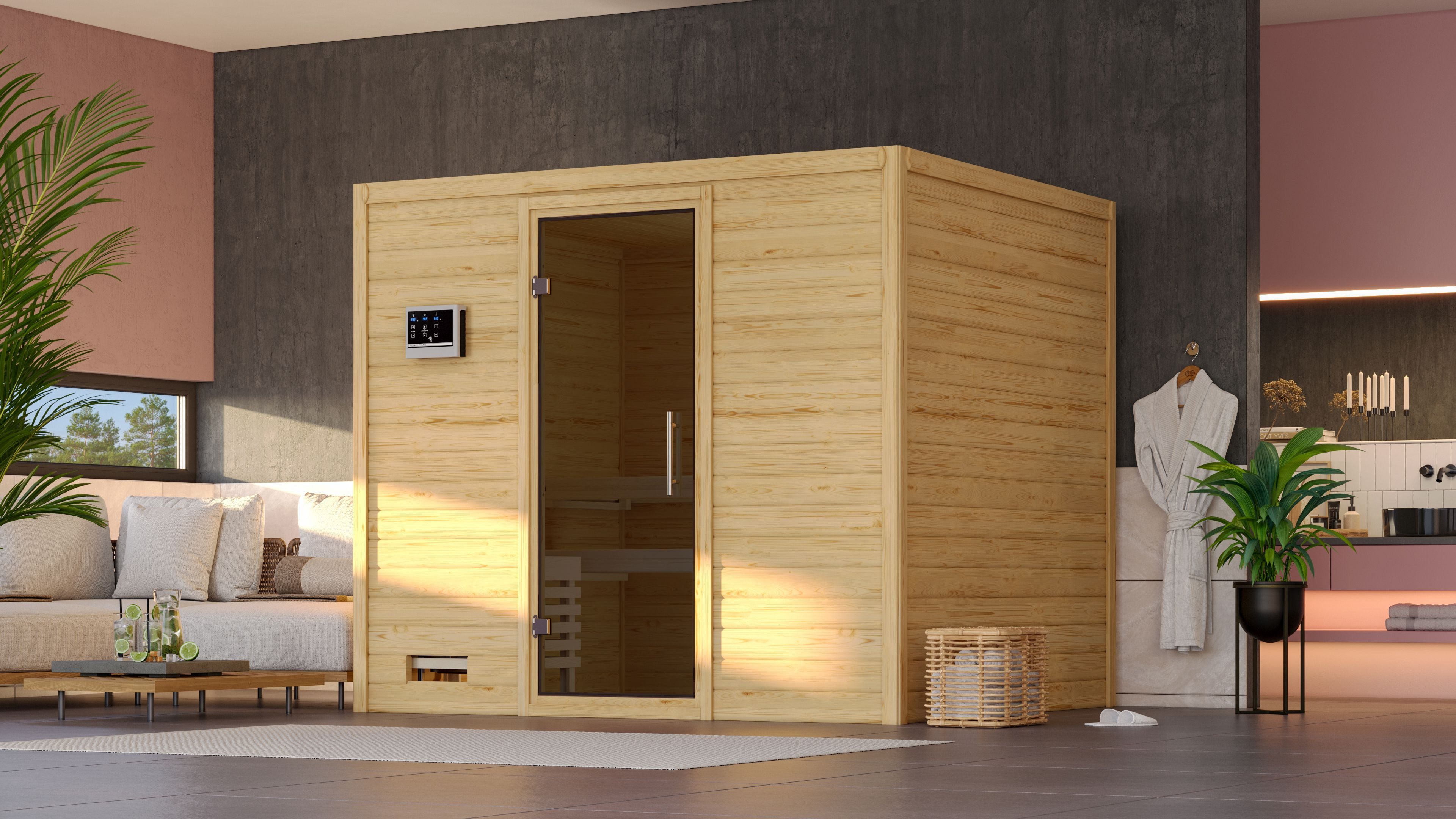 Karibu Sauna Soraja, BxTxH: 231 x 196 x 200 cm, 40 mm, (Set) ohne Ofen