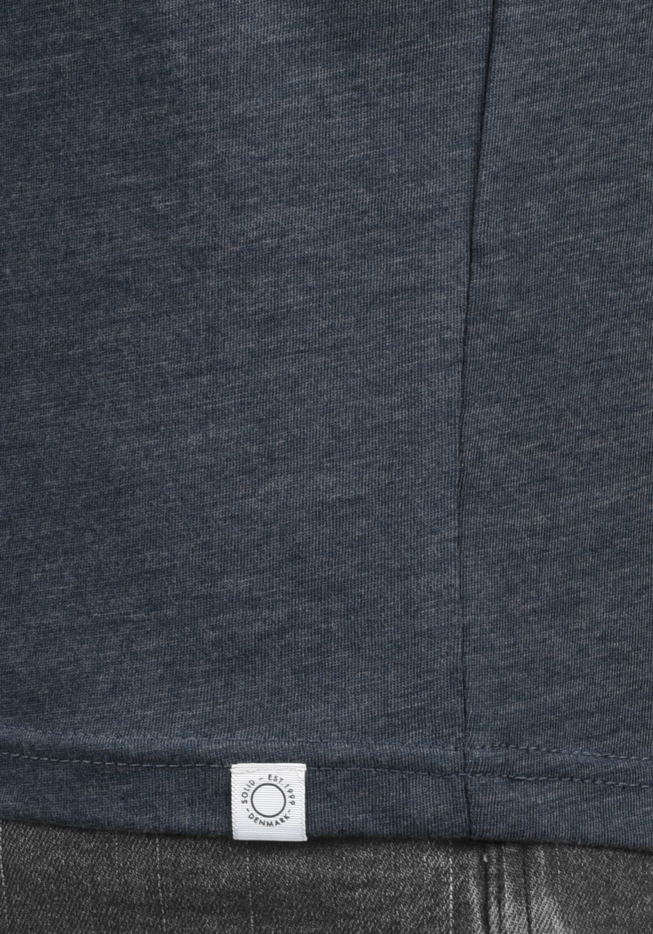!Solid Blue Longsleeve (8991) V-Ausschnitt Insignia Melange Langarmshirt mit SDBeda