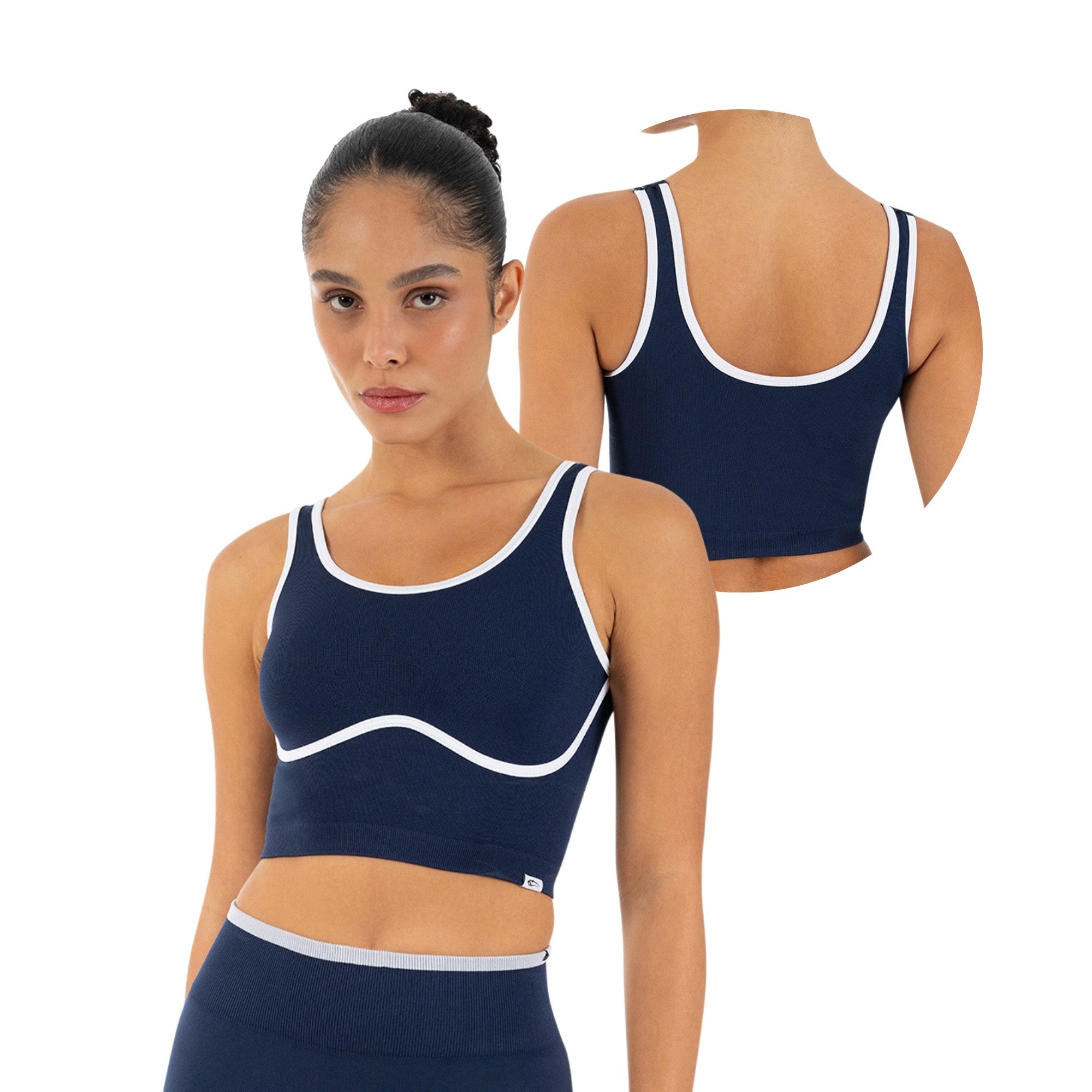 Smilodox Sport-BH Calen, Bustier Damen, Shaped Fit, Fitness Bra, Gym & Freizeit Kontrastdetails, Rippbund, Shaped Fit, weiches Strickmaterial