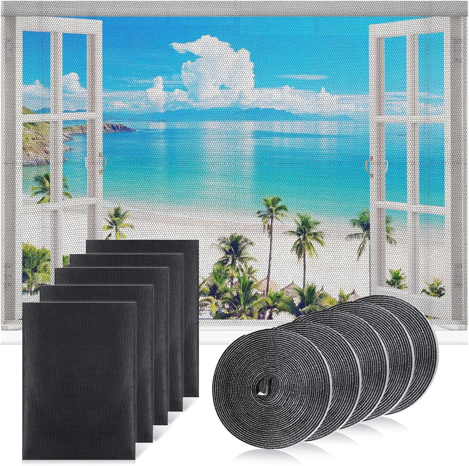 FELIXLEO Fliegengitter-Gewebe 5 Fliegengitter Fenster 130x150cm Selbstklebend Mit Klebeband, (1-St)