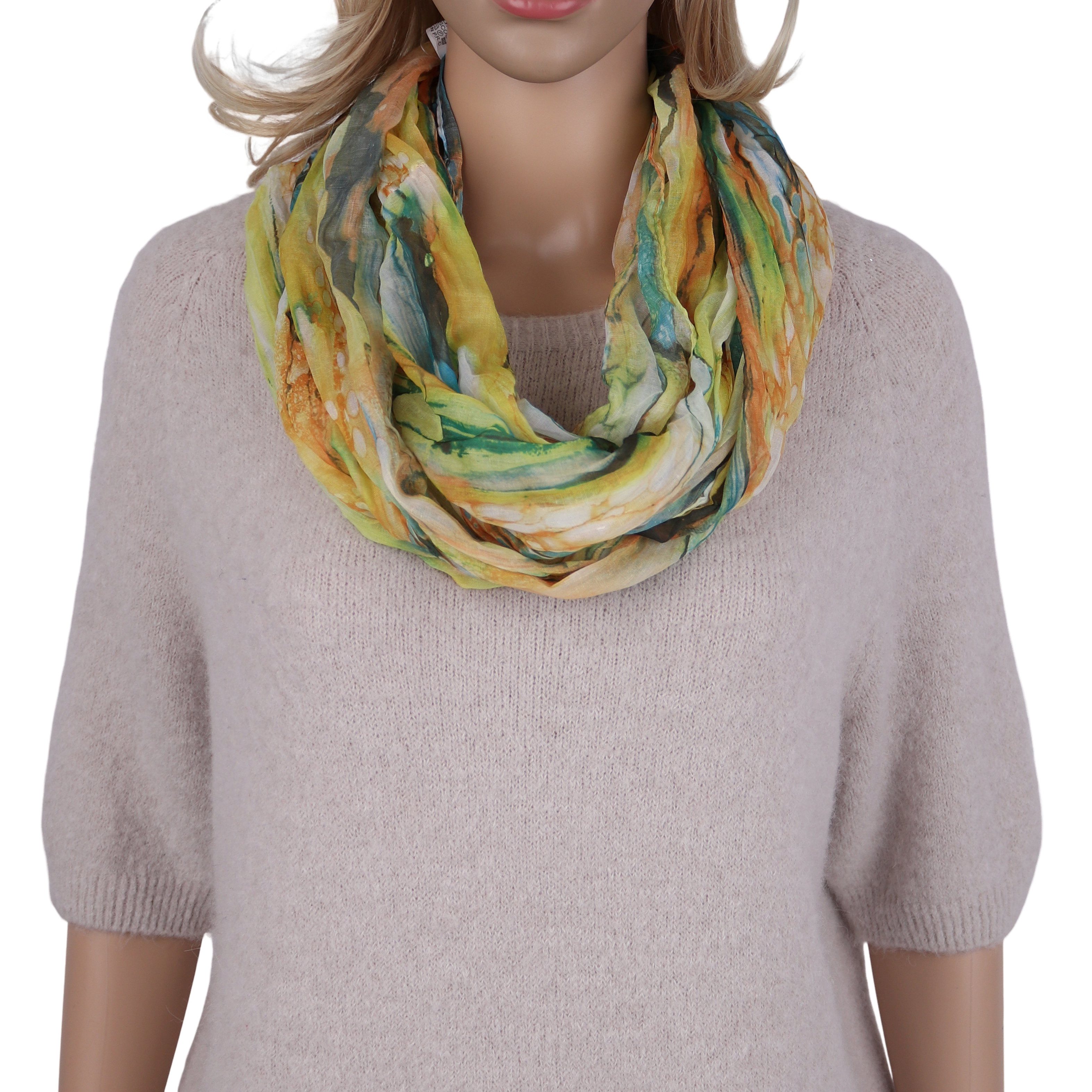 MIRROSI Loop Damen Schal mit Regenbogen-Muster Weich, (Zweimal um den Hals wickelbar, ca.45x75cm), Damen Halstuch ideal für Frühling, Sommer oder Herbst
