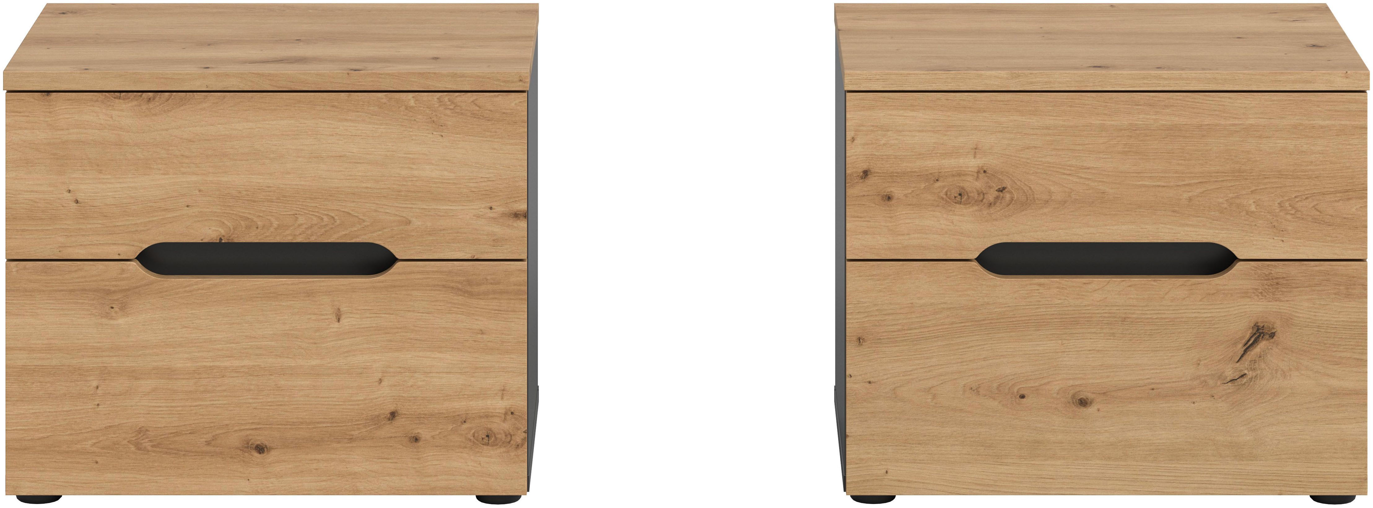 Home affaire Nachtkommode REHAT, 2er Set, je 50x37x42 cm, inkl. 2 Schubkästen (2 St., TOPSELLER!, individuell platzierbar nicht nur im Schlafzimmer), Nachttisch, Kommode, Nachtkonsole, Schubladenkommode