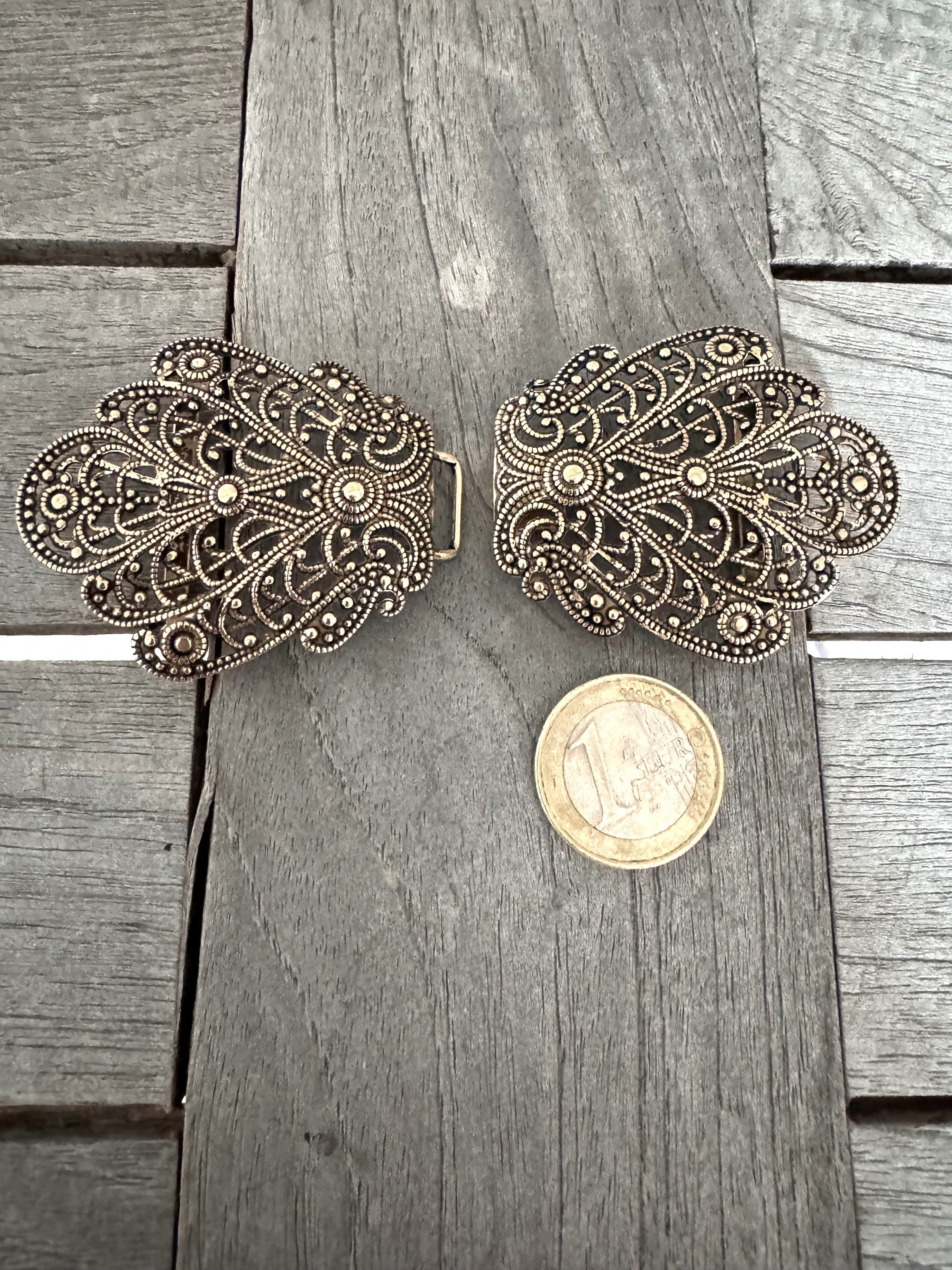 Hartmann-Knöpfe Gürtelschnalle elegante altgold farben Dirndl Trachten Schliesse