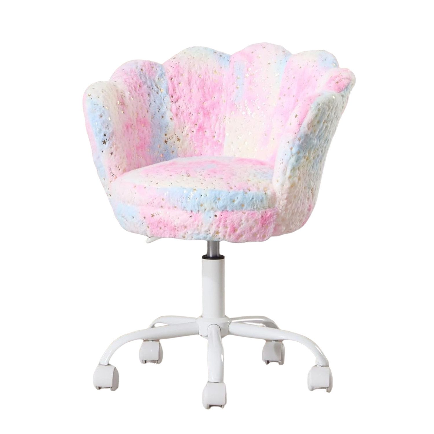CHAIRUS Schreibtischstuhl mit blütenförmiger Rückenlehne, Weicher Kinder-Drehstuhl (1 St), höhenverstellbar, multifunktional als Schmink- und Freizeitstuhl