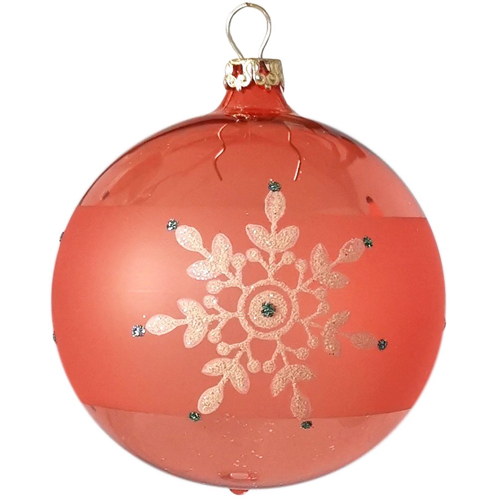 Thüringer Glasdesign Weihnachtsbaumkugel Weihnachtskugel-Set Kristallblüten  hummer (6 St), mundgeblasen, handdekoriert