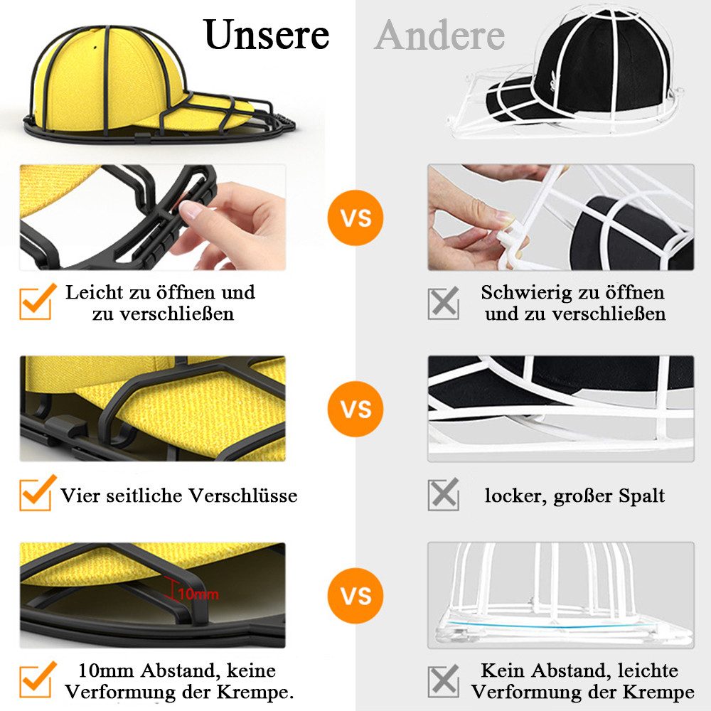 AFKSMILE Hutablage 2 Stück Cap Waschmaschinen Form, Cap Washer für Baseballkappen, Basecap-Waschgestell – Kappenreiniger & Waschhilfe für Baseballcaps – Bild 5 von 5