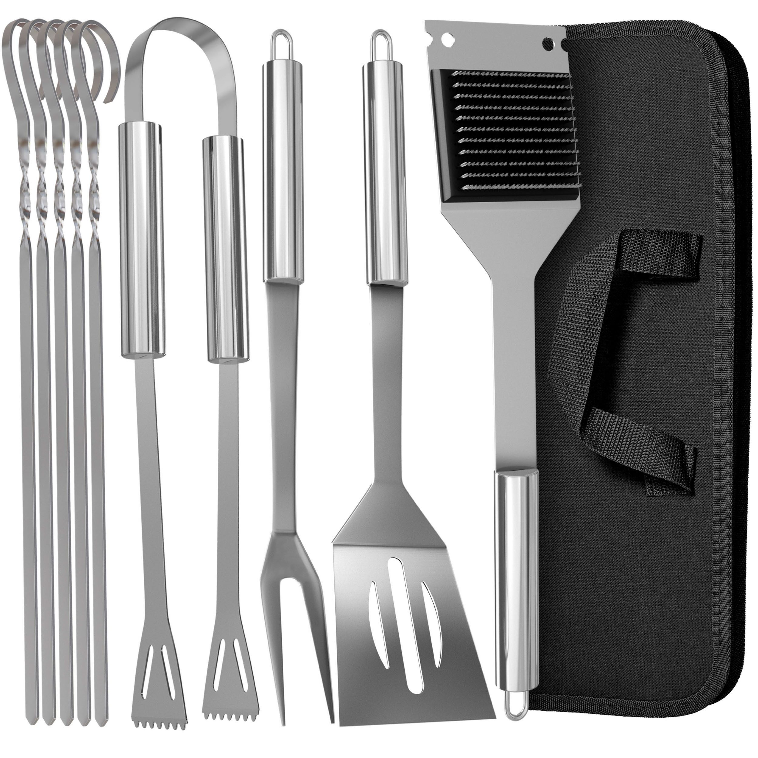 Praknu Grillbesteck-Set Grillbesteck Set aus Edelstahl Vatertag - Mit Tragetasche - Robust, (Set, 1 tlg), Mit Tragetasche - Robust und Hitzebeständig