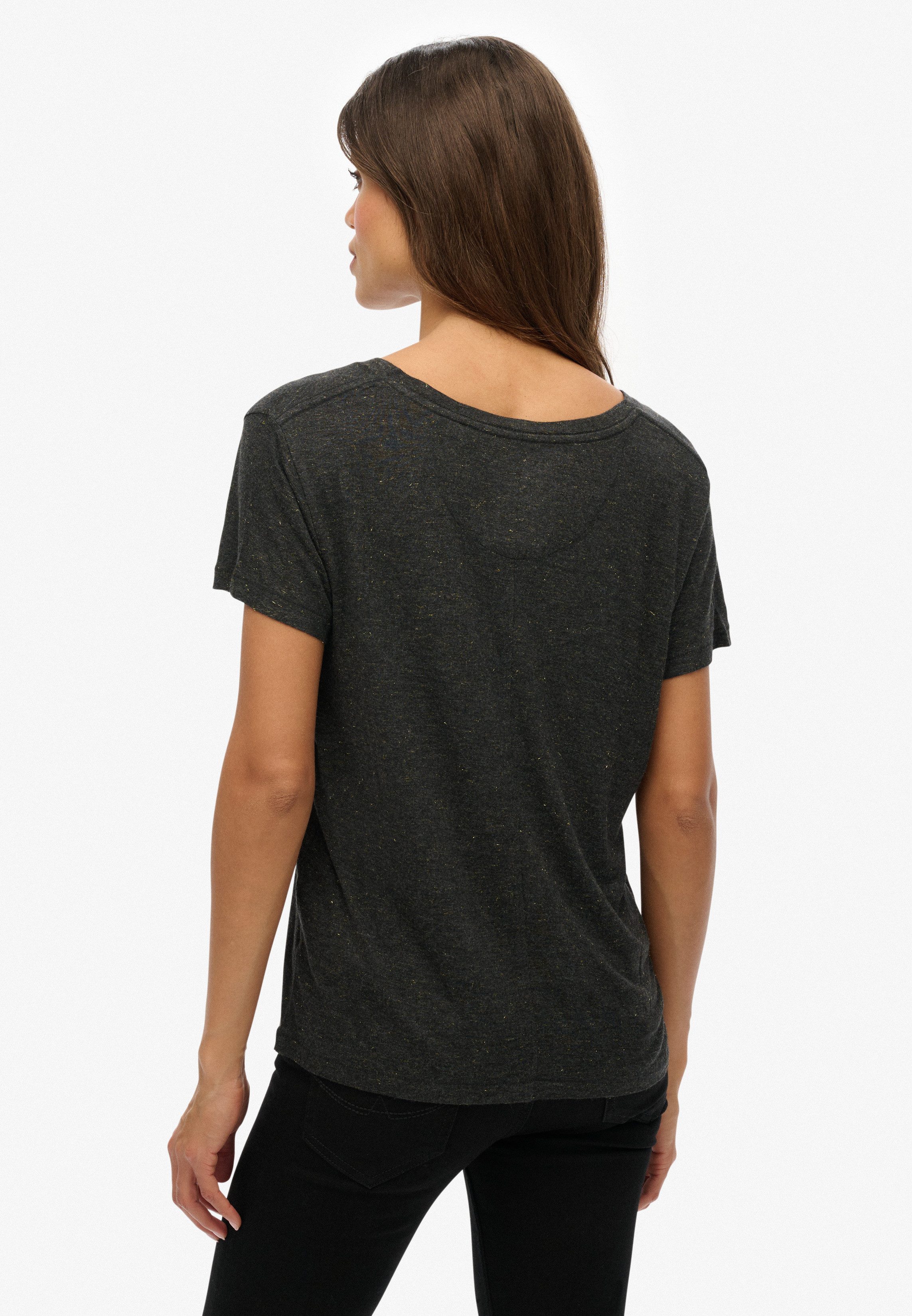 Superdry T-Shirt STUDIOS SLUB EMB VEE TEE Baumwollmischung, relaxed fit