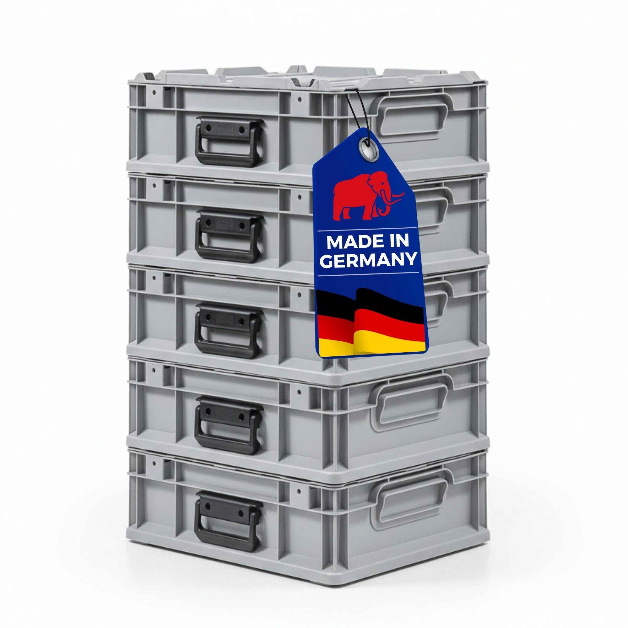 PROREGAL® Stapelbox SuperSparSet Eurobox NextGen Portable, Verschiedene Größen/Mengen (SparSet, 5 St., Eurobox mit Scharnierdeckel, Deckelverschluss und Koffergriff), Eurobehälter, Transportbox, Transportbehälter, Stapelbehälter