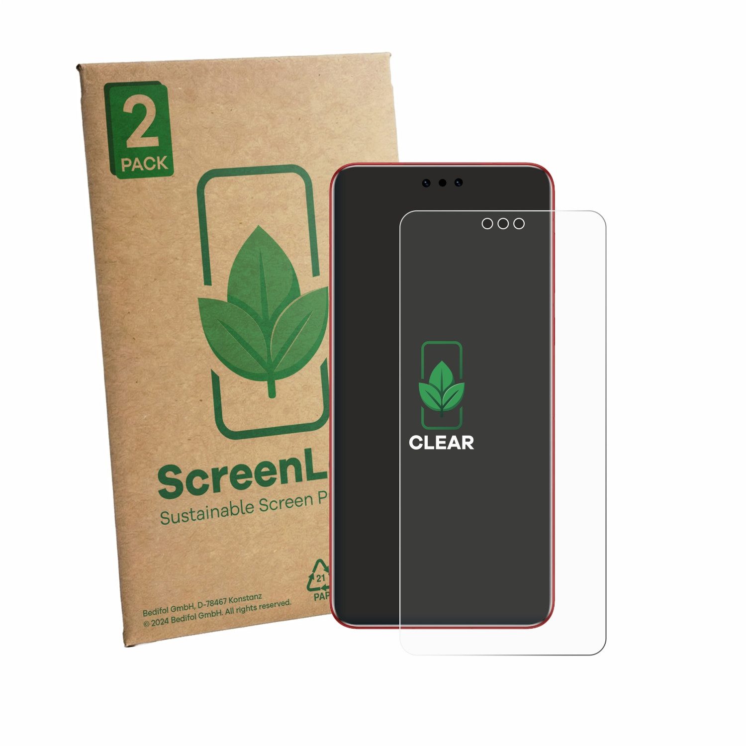 ScreenLeaf Displayschutzfolie Schutzfolie für Huawei Mate 60 RS Ultimate, 2 Stück, nachhaltiger Displayschutz Schutz Folie Klar Transparent