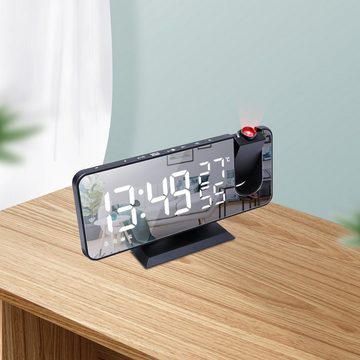 DOPWii Projektionswecker LCD Wecker für Temperatur und Luftfeuchtigkeit,elektronische LED-Uhr Duale Weckereinstellungen, Timing-Funktion