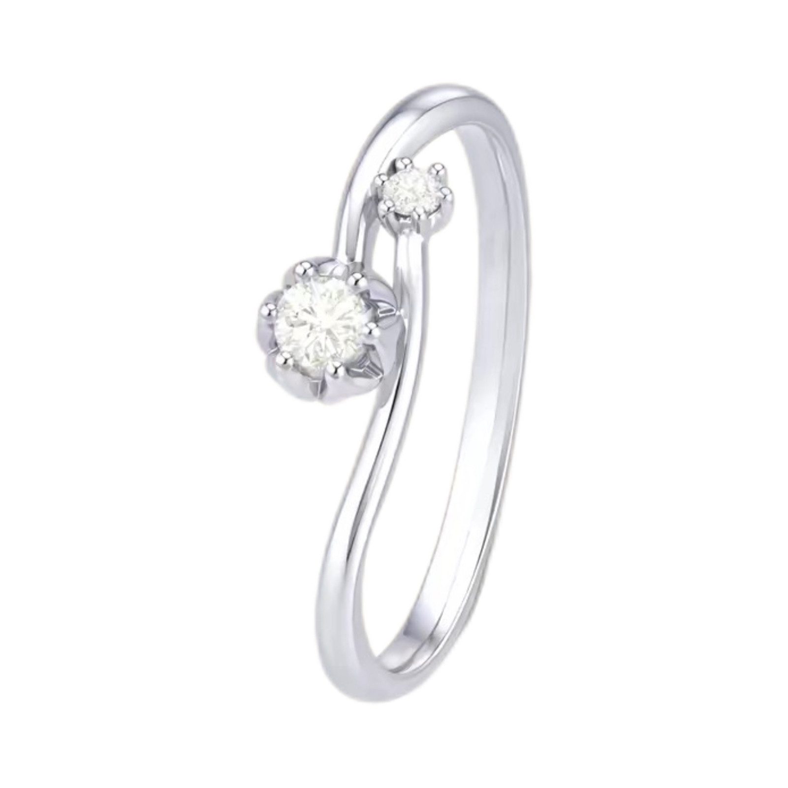 Jumpeak Diamantring Diamantring für Damen, asymmetrischer Ring, 0,3 Karat, D/E, VVS/VS, Geburtstagsgeschenk, Abschlussgeschenk, Konfirmationsgeschenk