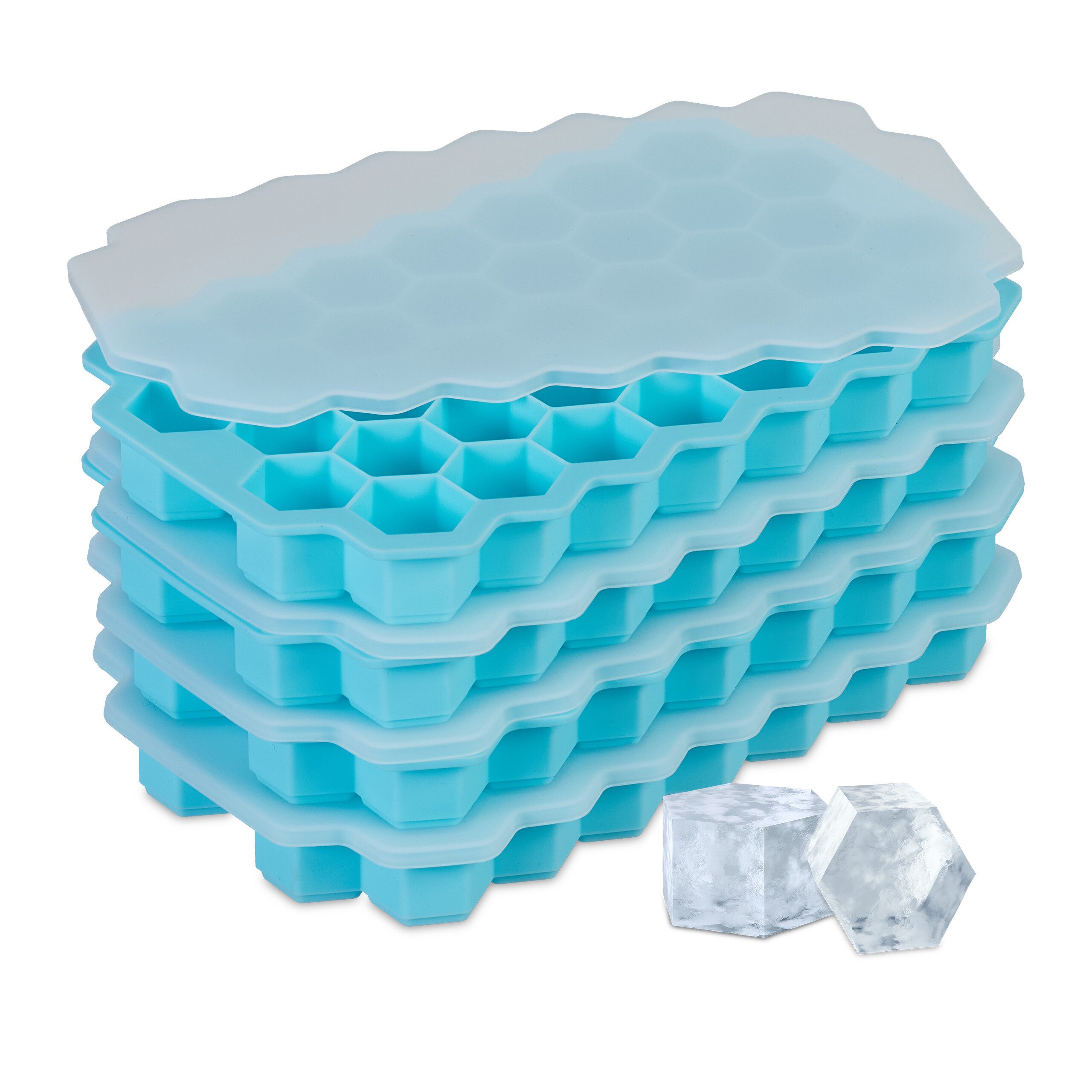 relaxdays Eiswürfelform Silikon Eiswürfelform 4er Set, (4-tlg)