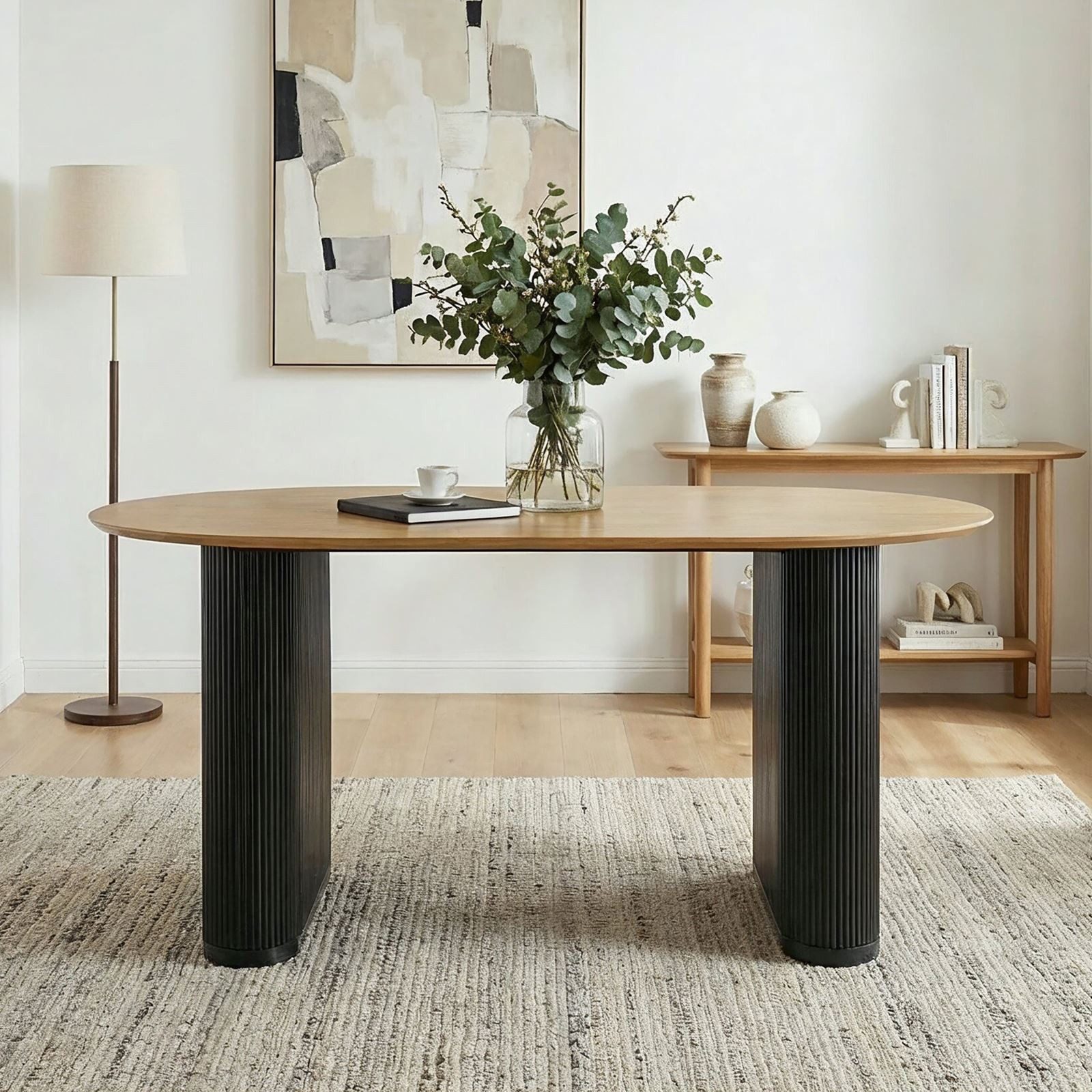 IDIMEX Esstisch MAXIM, moderner Esszimmer 160 x 90 cm Tisch oval mit Lamellen, schwarz/eiche