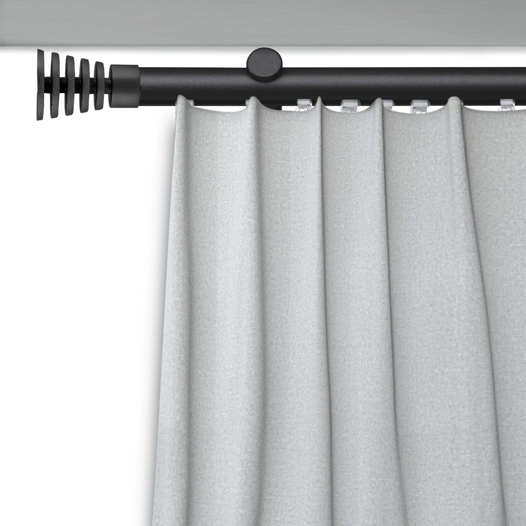 Gardinenstange Innenlaufgarnitur Gap, SN schwarz GROUP, Komplettset Aluminium, Ø Fixmaß, 1-läufig, 19 mm, DECO Verschraubt