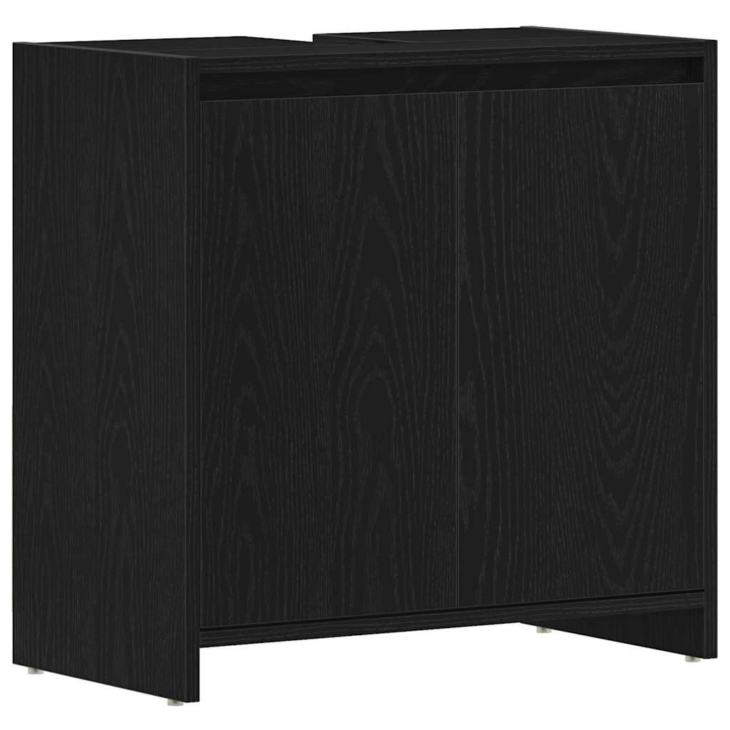 vidaXL Badezimmer-Set Badschrank Schwarz Eichen-Optik 60x33x61 cm Holzwerks günstig online kaufen