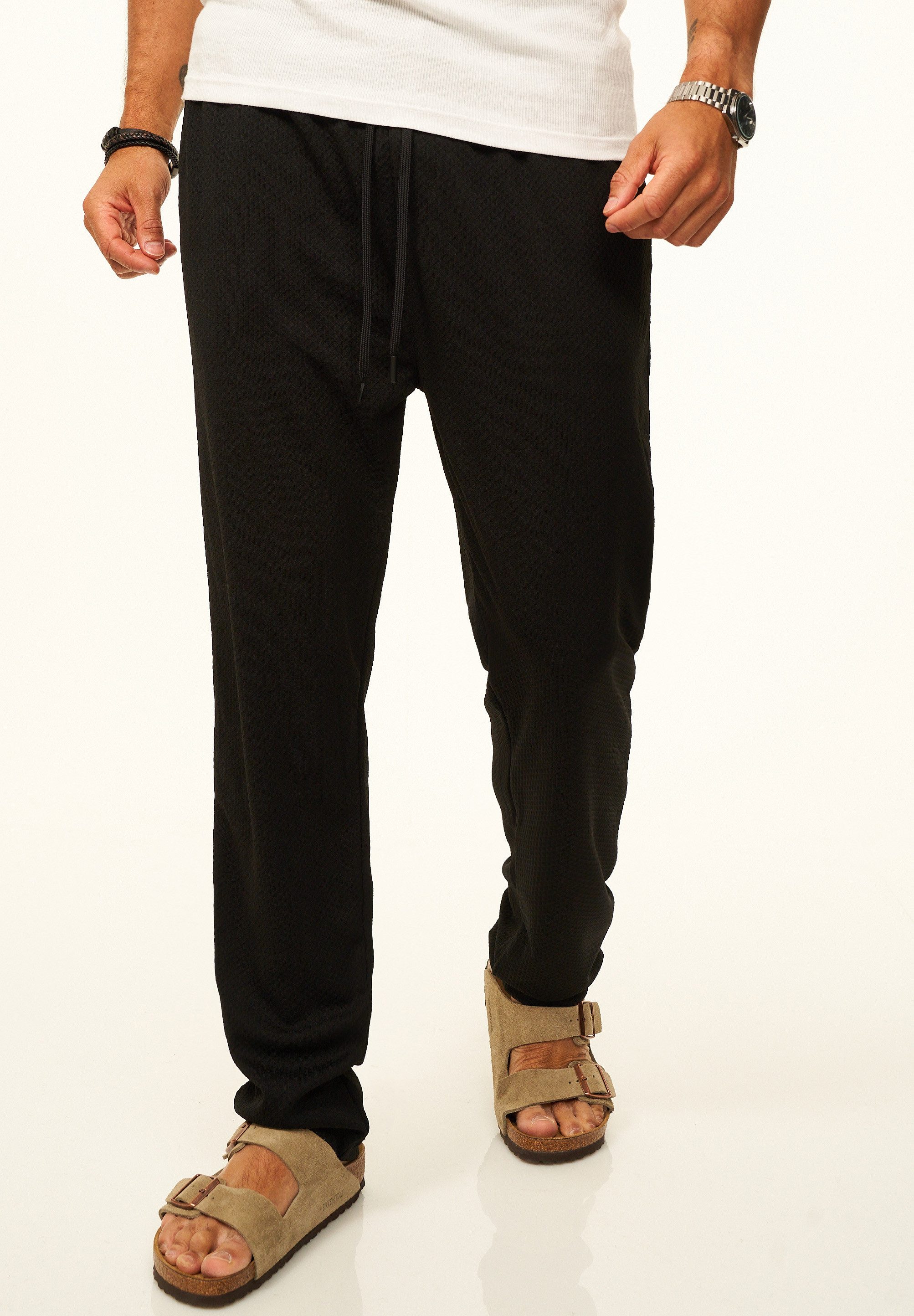 CARISMA Stoffhose als Sommerhose mit Gummibund & Kordel im Chinohose Stil Herren luftige Freizeithose mit Waffelstruktur - Jogginghose