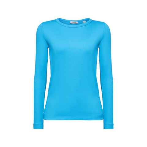 Esprit Langarmshirt Geripptes Top mit Rundhalsausschnitt (1-tlg)