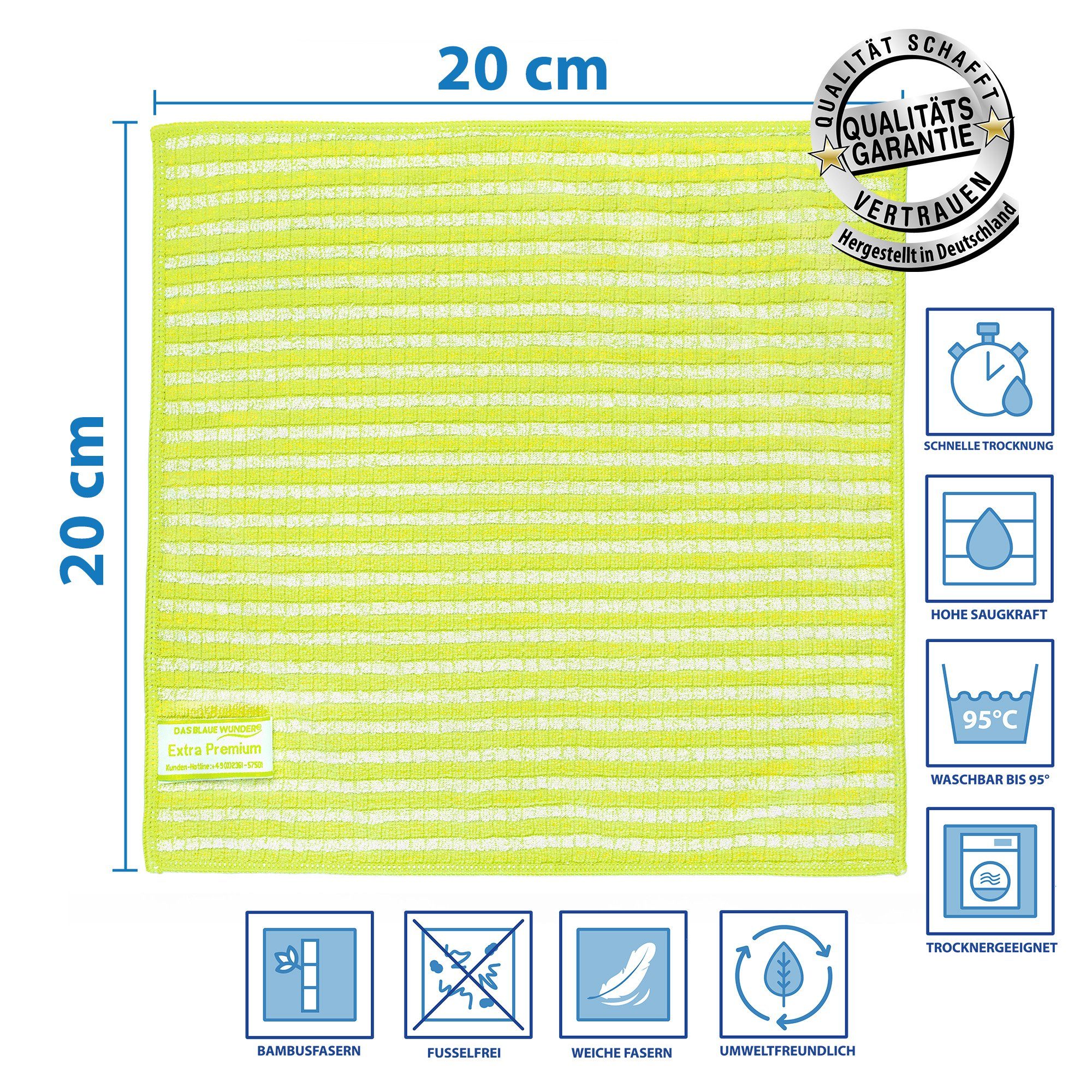 Das Blaue Wunder® Spültuch EXTRA PREMIUM aus Bambusfasern für Küche und Haushalt, (EXTRA Saugstark), Spülen und Trocknen, Waschbar bis 95°C – Bild 5 von 5