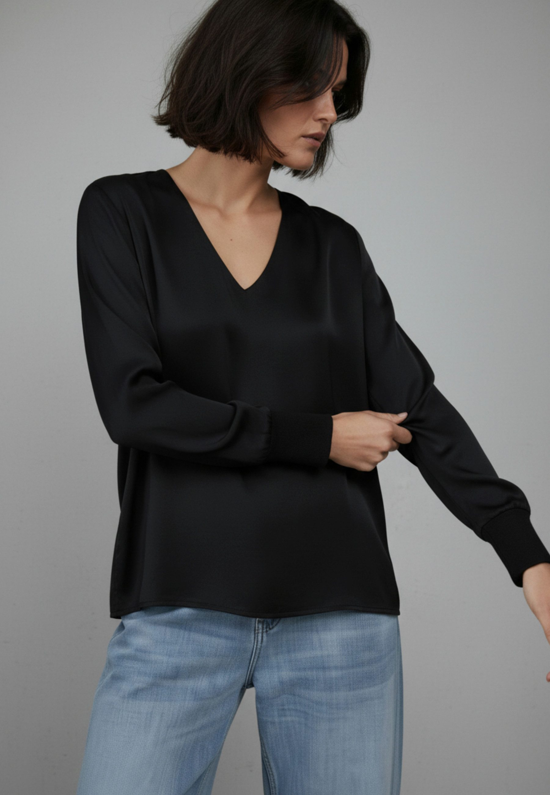 Andijamo-Fashion Schlupfbluse CHARMING Satinbluse mit dezentem Glanz günstig online kaufen