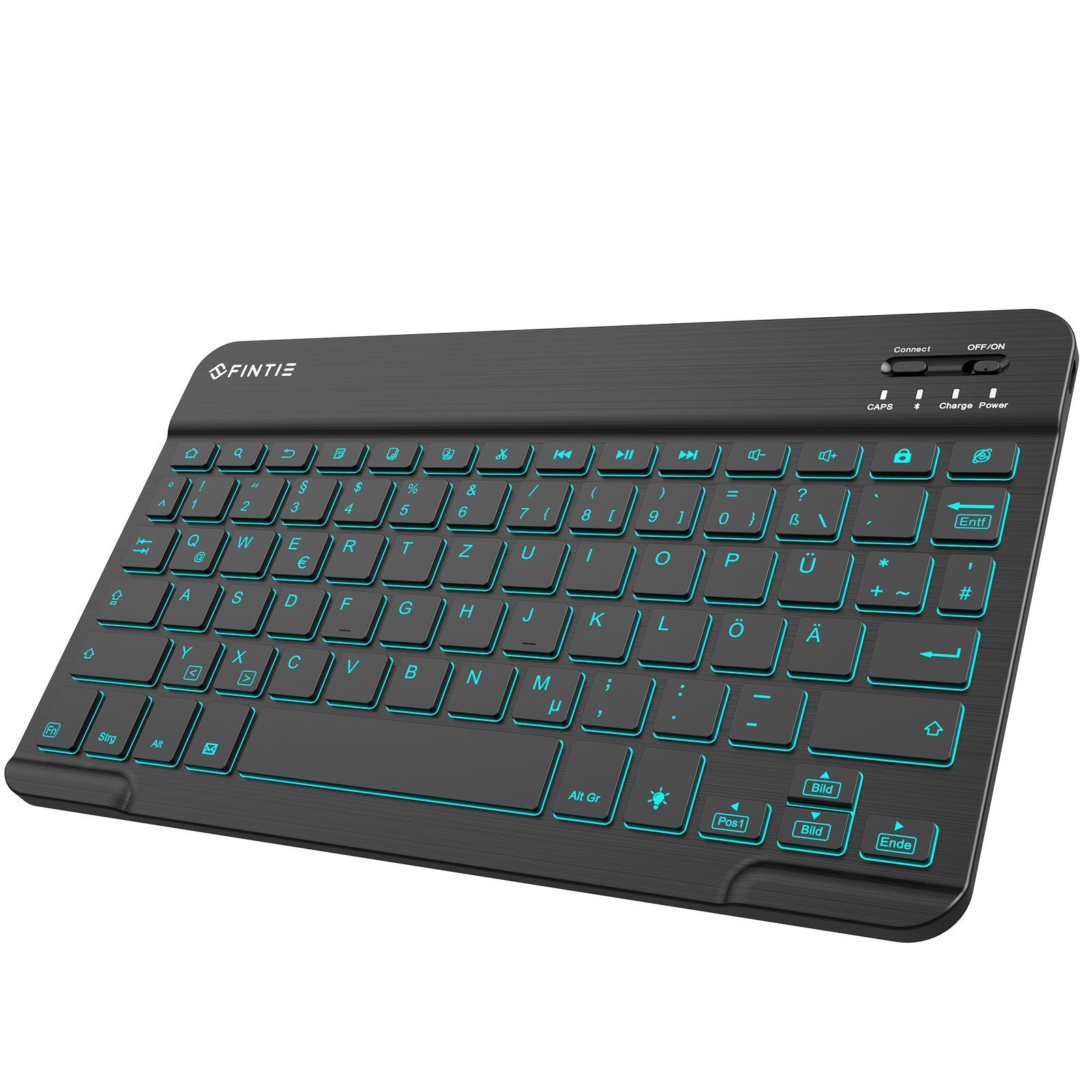 Farbige Beleuchtete Tastatur(Deutsches Layout QWERTZ) 10‘’ Bluetooth Tablet-Tastatur
