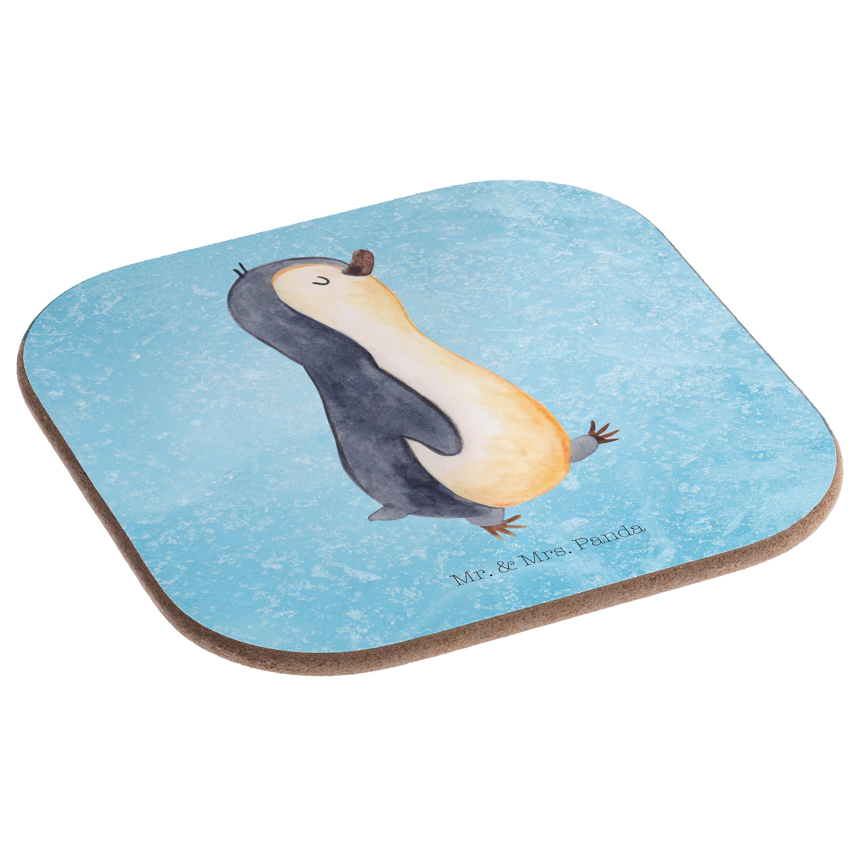 - marschierend Eisblau Geschenk, - Mrs. Getränkeuntersetzer Panda 1-tlg. zufrieden, & Schwester, Mr. Pinguin Unte,