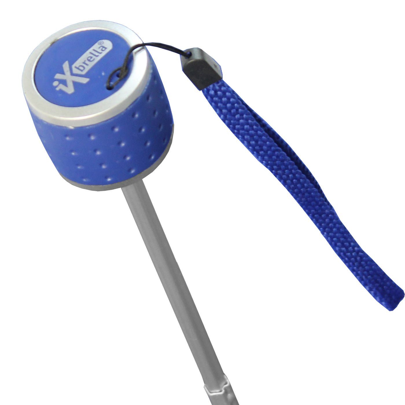 iX-brella Taschenregenschirm mit Light leicht, - Ultra großem blau Dach farbenfroh - Mini extra