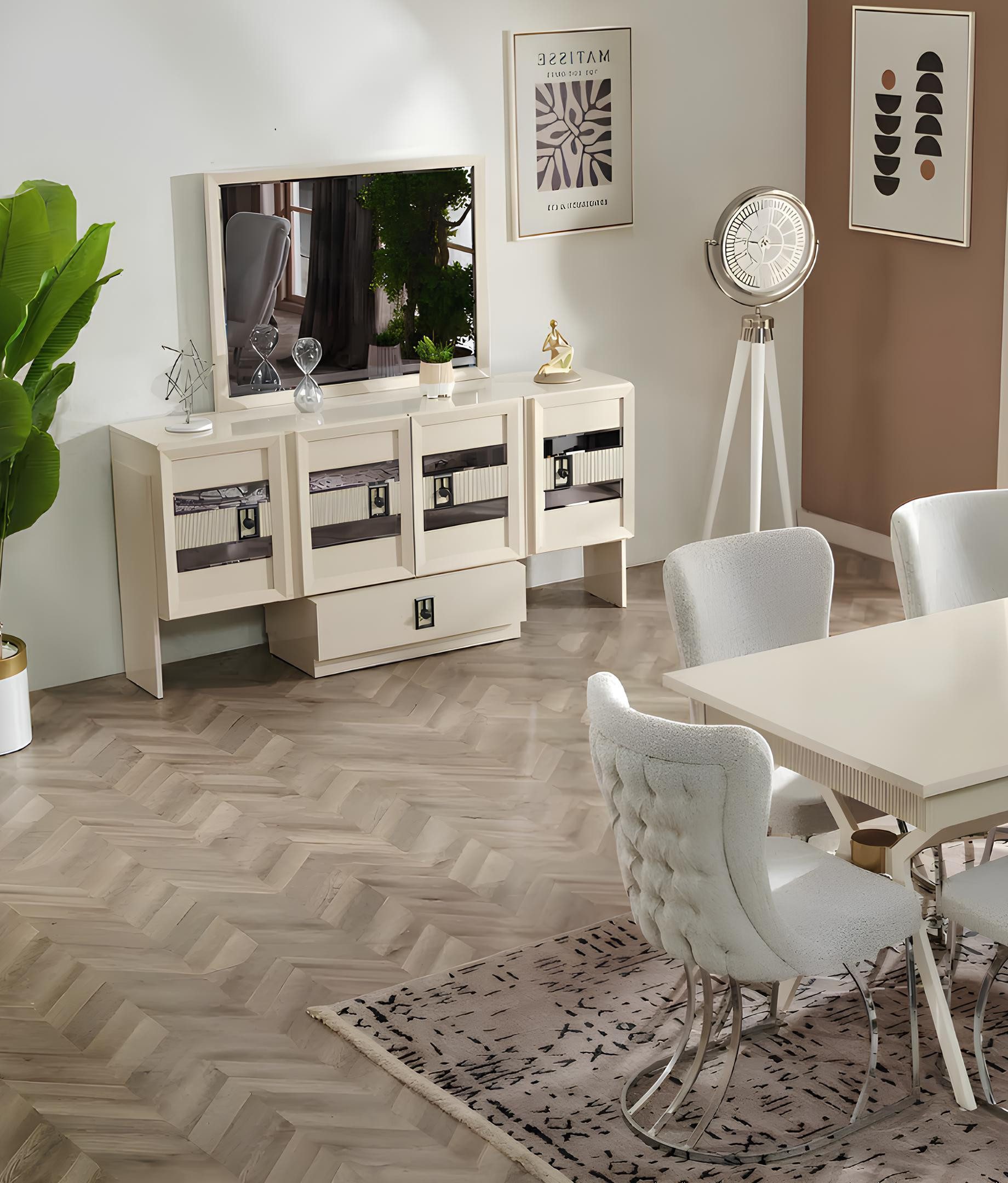Xlmoebel Sideboard Luxuriöses Esszimmer-Sideboard mit Spiegel und Stauraum (Sideboard mit Spiegel, Sideboard mit Spiegel), Hergestellt in Europa