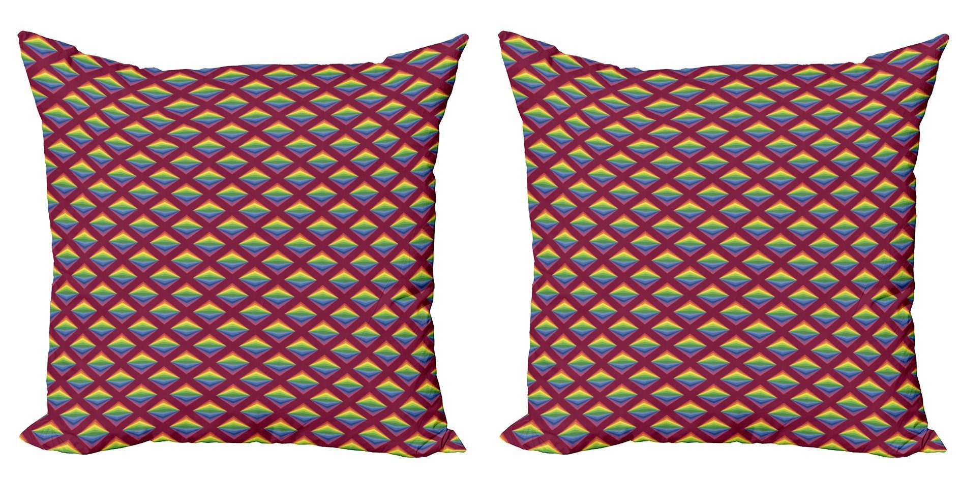 Regenbogen geometrische Abakuhaus (2 Doppelseitiger Kissenbezüge Modern Rhombus Accent Stück), Digitaldruck, Energetische