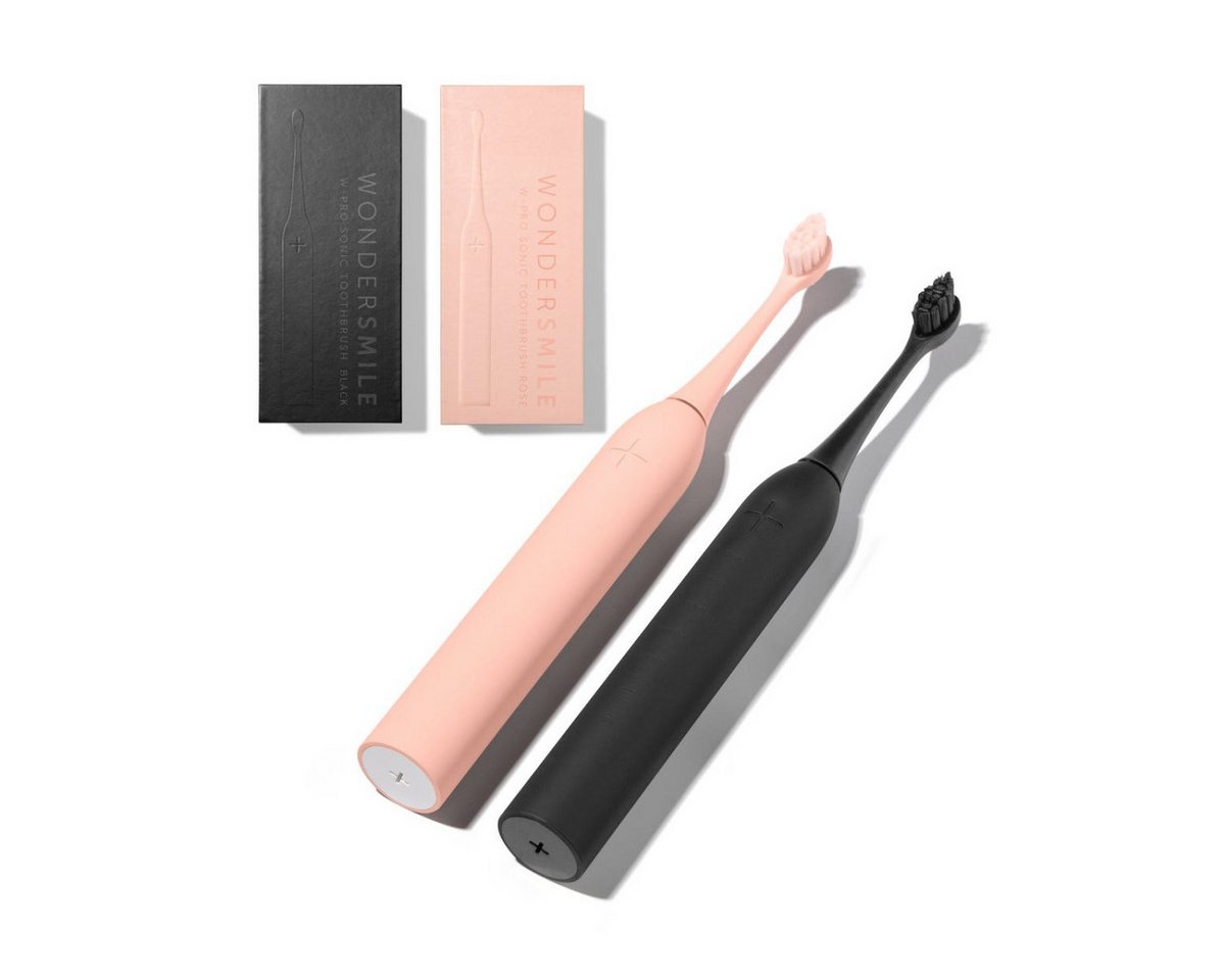 Wondersmile Schallzahnbürste Couple Bundles - Testsieger - 100 Tage risikofrei testen, Aufsteckbürsten: 2 St., Integrierter Zungenreiniger