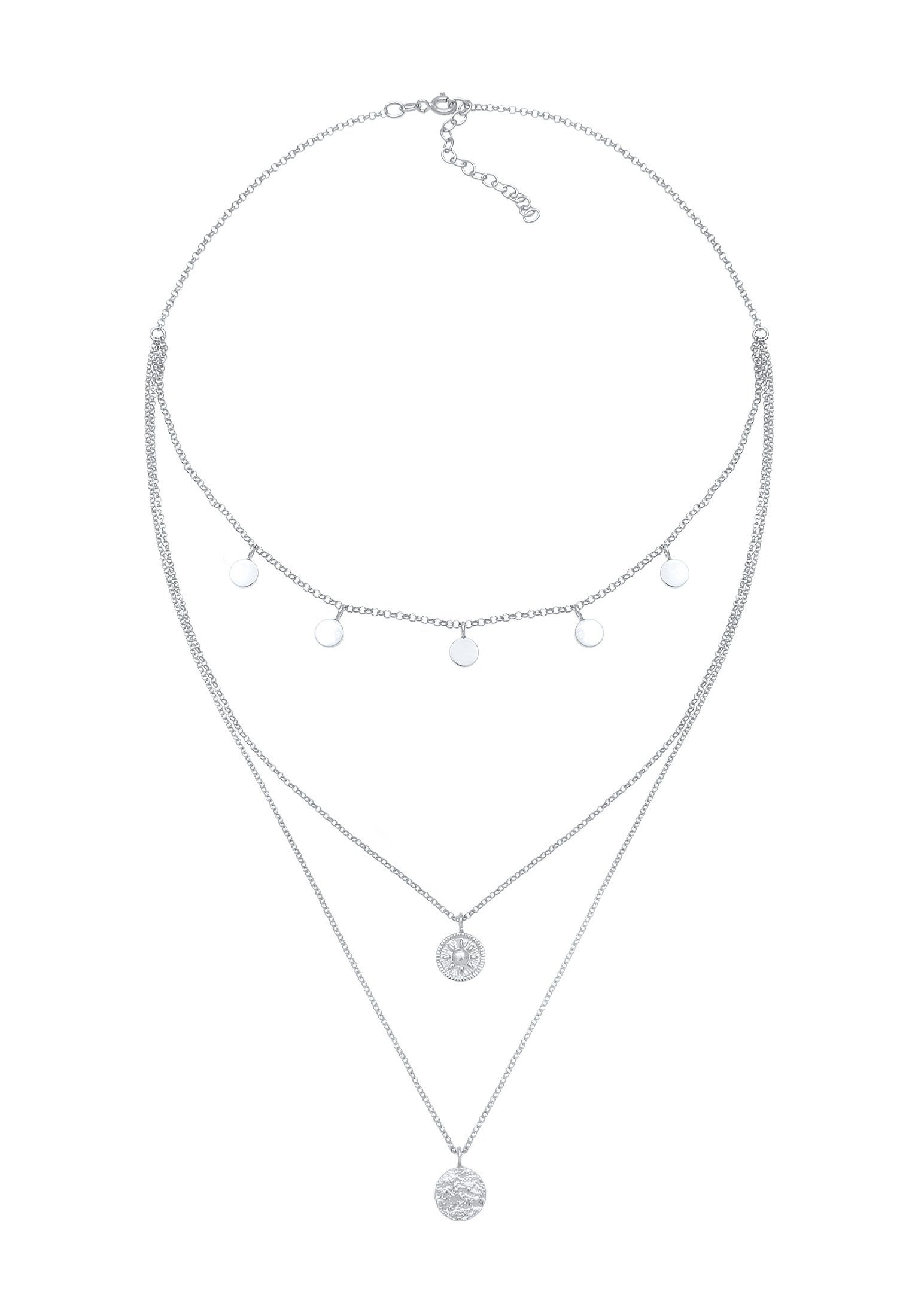 Elli Choker Kreis Rund Coin Layer Organic Vintage 925 Silber