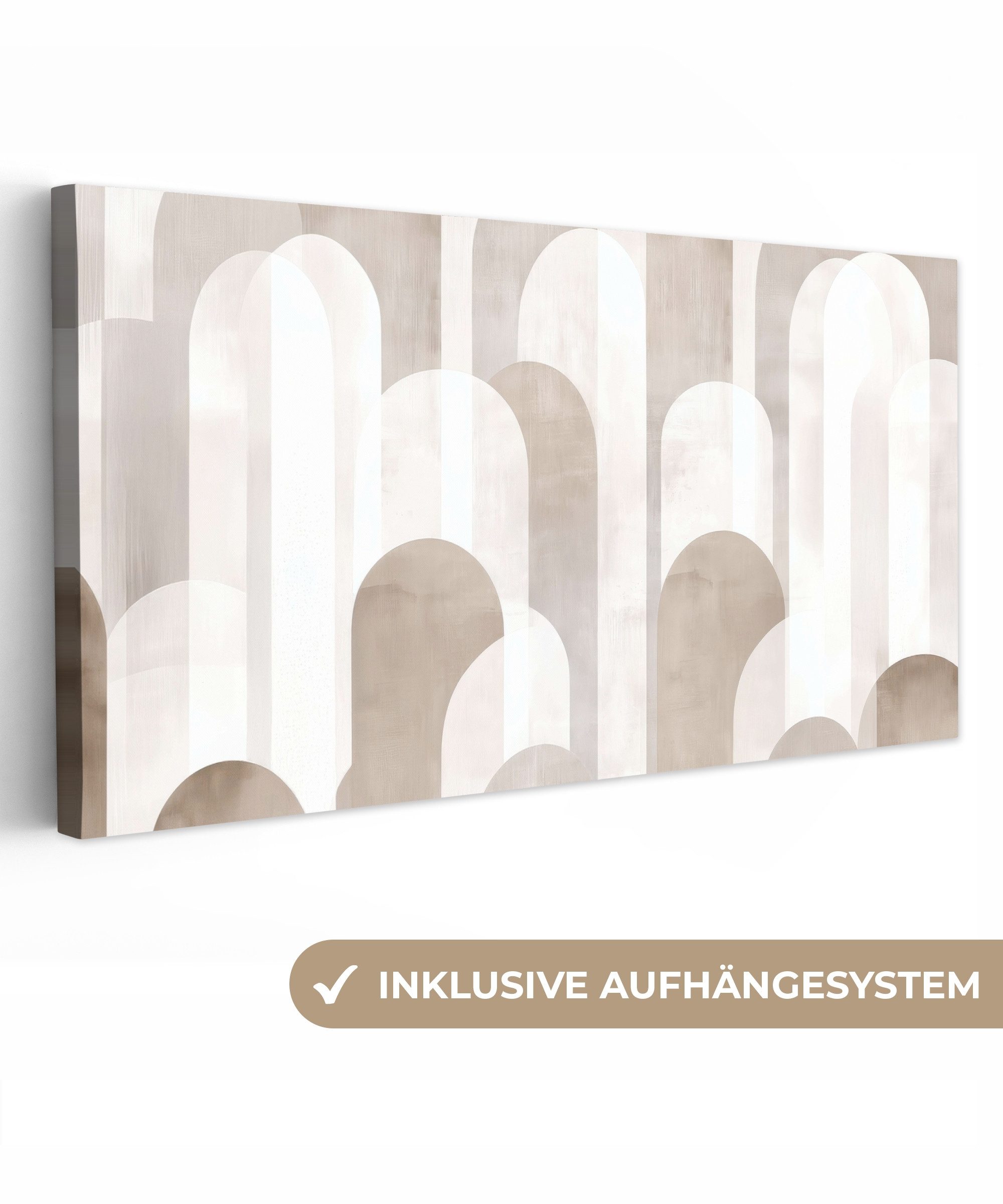 OneMillionCanvasses® Leinwandbild Panorama Abstrakte Bögen - Modern - Beige günstig online kaufen