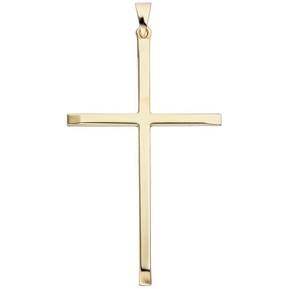Anhänger Enden 333 Goldkreuz Kettenanhänger Krone Gold Kreuz Schmuck 50,8x30,1mm schmal Gelbgold verjungt am