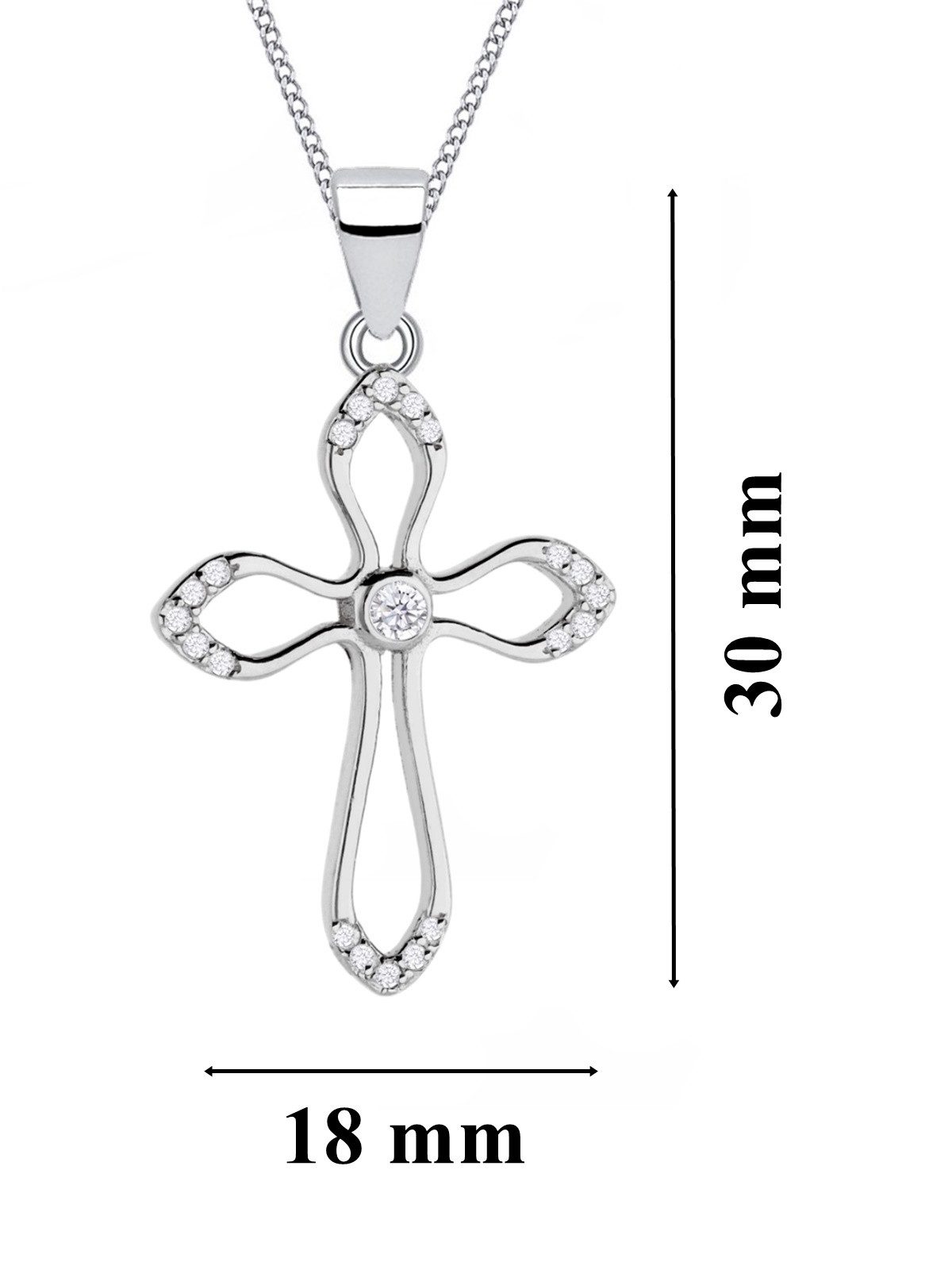 Goldene Hufeisen Kreuzkette Halskette Kreuz Silber Anhänger mit Kette 925 Mädchen Jungen, 925 Sterling Silber mit Zirkonia, Kreuz Silberschmuck für Kinder