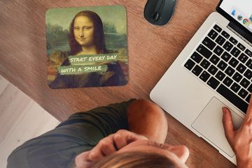 MuchoWow Mauspad Mona Lisa - Zitat - Da Vinci (1-St), Gaming, Mousepad, Büro, 20x20 cm, Mausunterlage