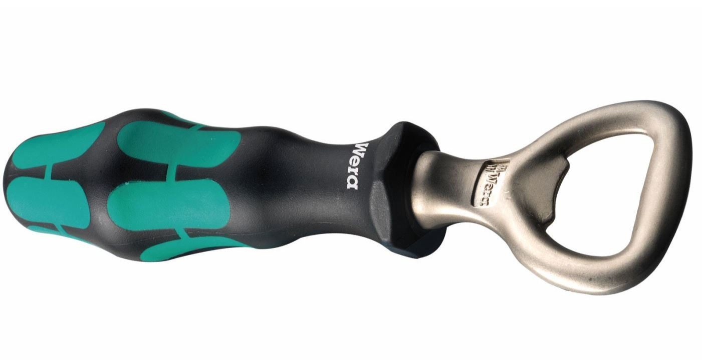 Wera Flaschenöffner Flaschenöffner – Kraftform Griff grün – mattverchromte Klinge (1-tlg), Werkzeugtypisches Griffdesign