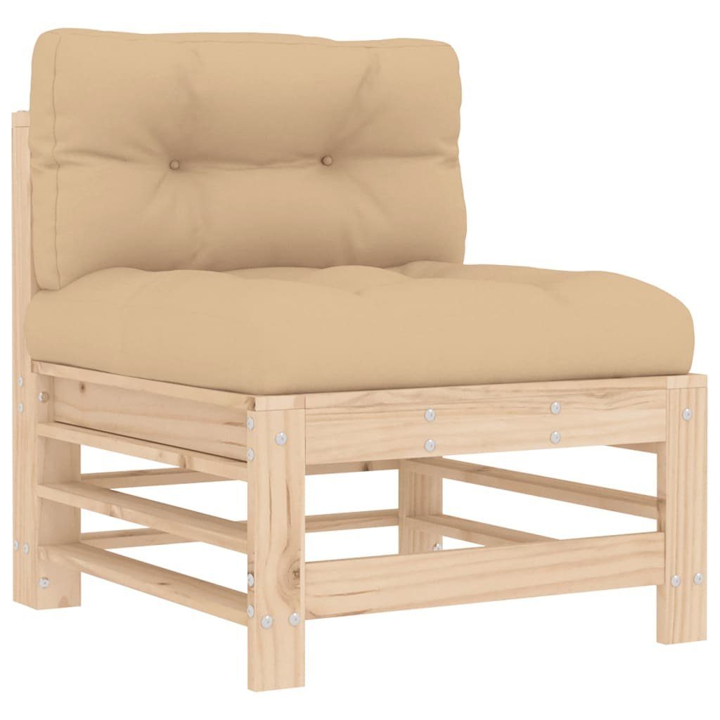 vidaXL Mittelsofa mit Kissen Massivholz Kiefer (1 St)