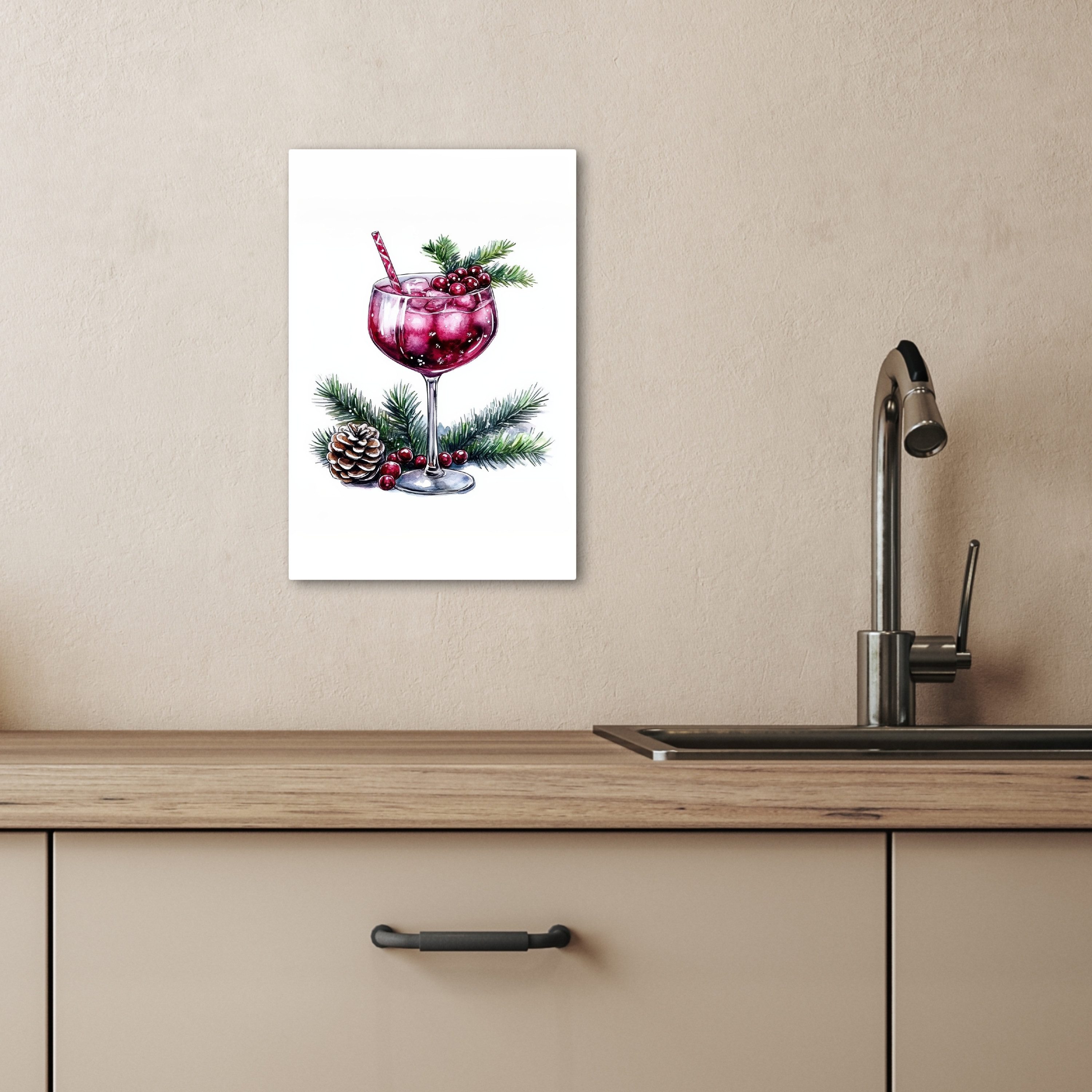 OneMillionCanvasses® Leinwandbild Winter - Cocktail - Dekoration - Getränk - Weihnachten, Fotodruck (1 St), Wandbilder für Esszimmer, Wanddeko Bilder Küche 20x30 cm