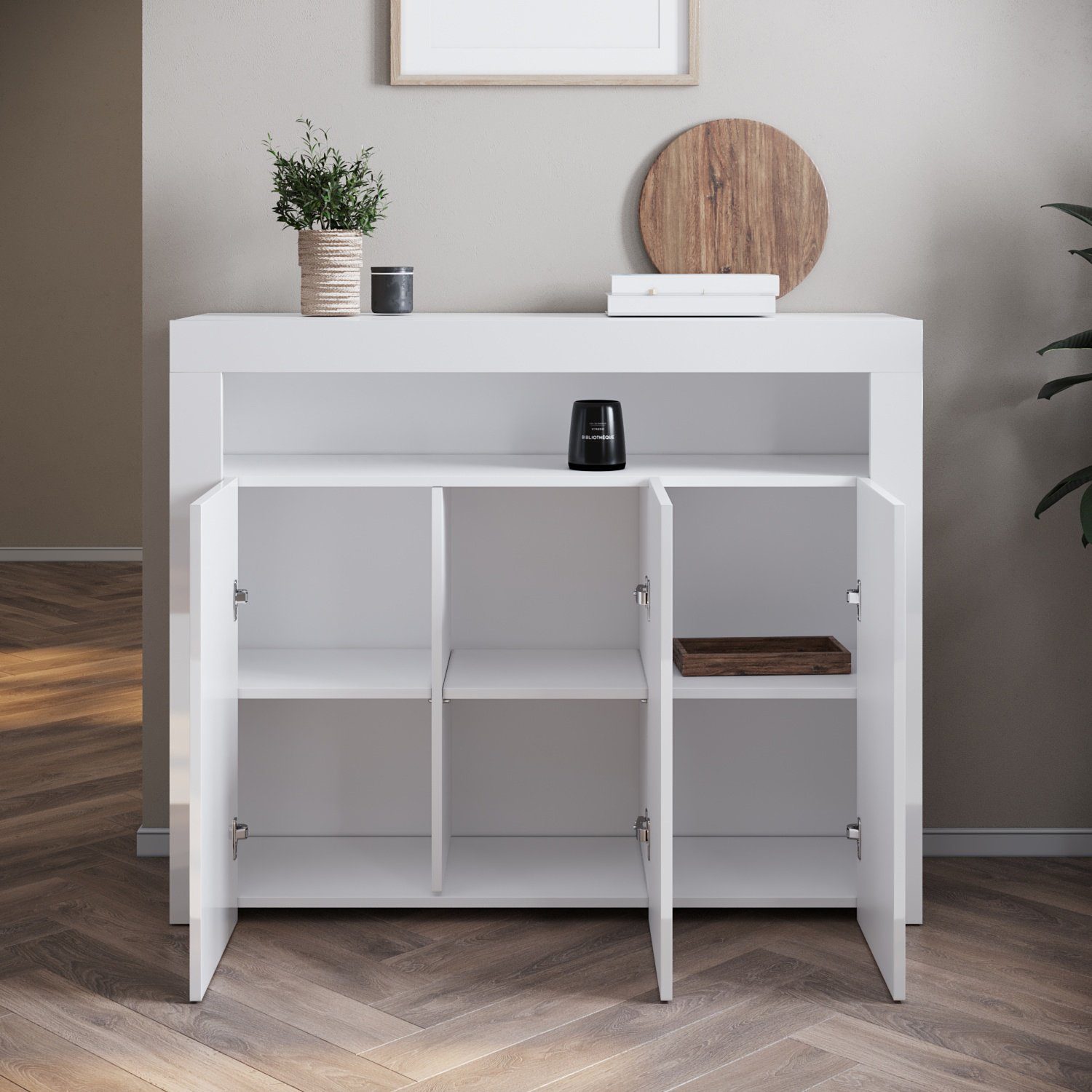 SONNI Highboard Sideboard mit LED-Leuchte 116x93x35cm günstig online kaufen