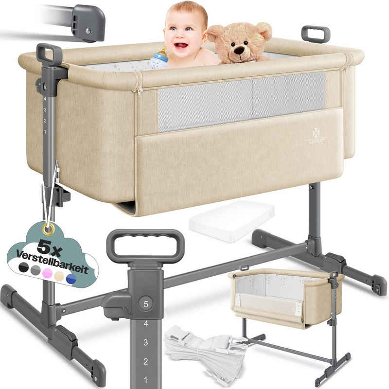 KESSER Kinderbett, Zustellbett Hubi 3in1 Baby Beistellbett Reisebett Babybett