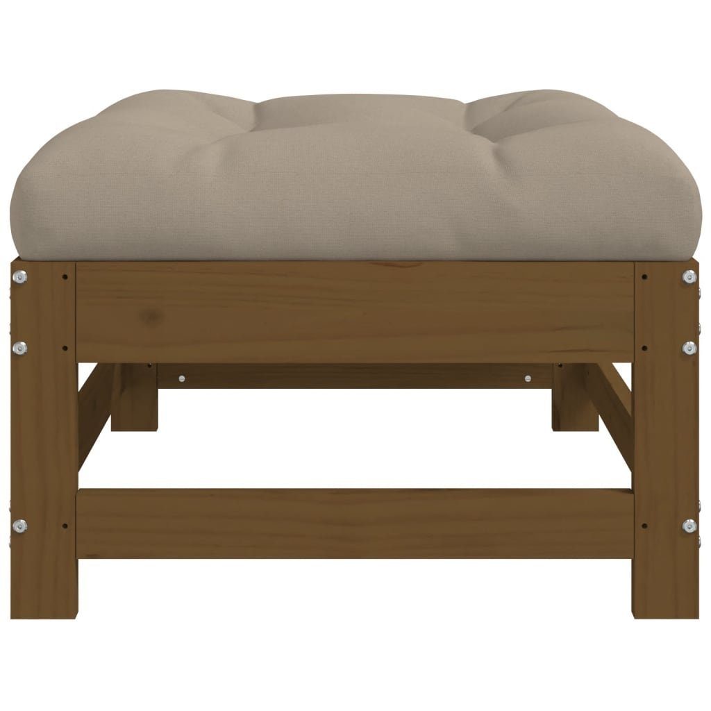 Kiefer, Kissen Teile Loungesofa Honigbraune Kiefer Massivholz mit Honigbraun 1 Gartenhocker vidaXL